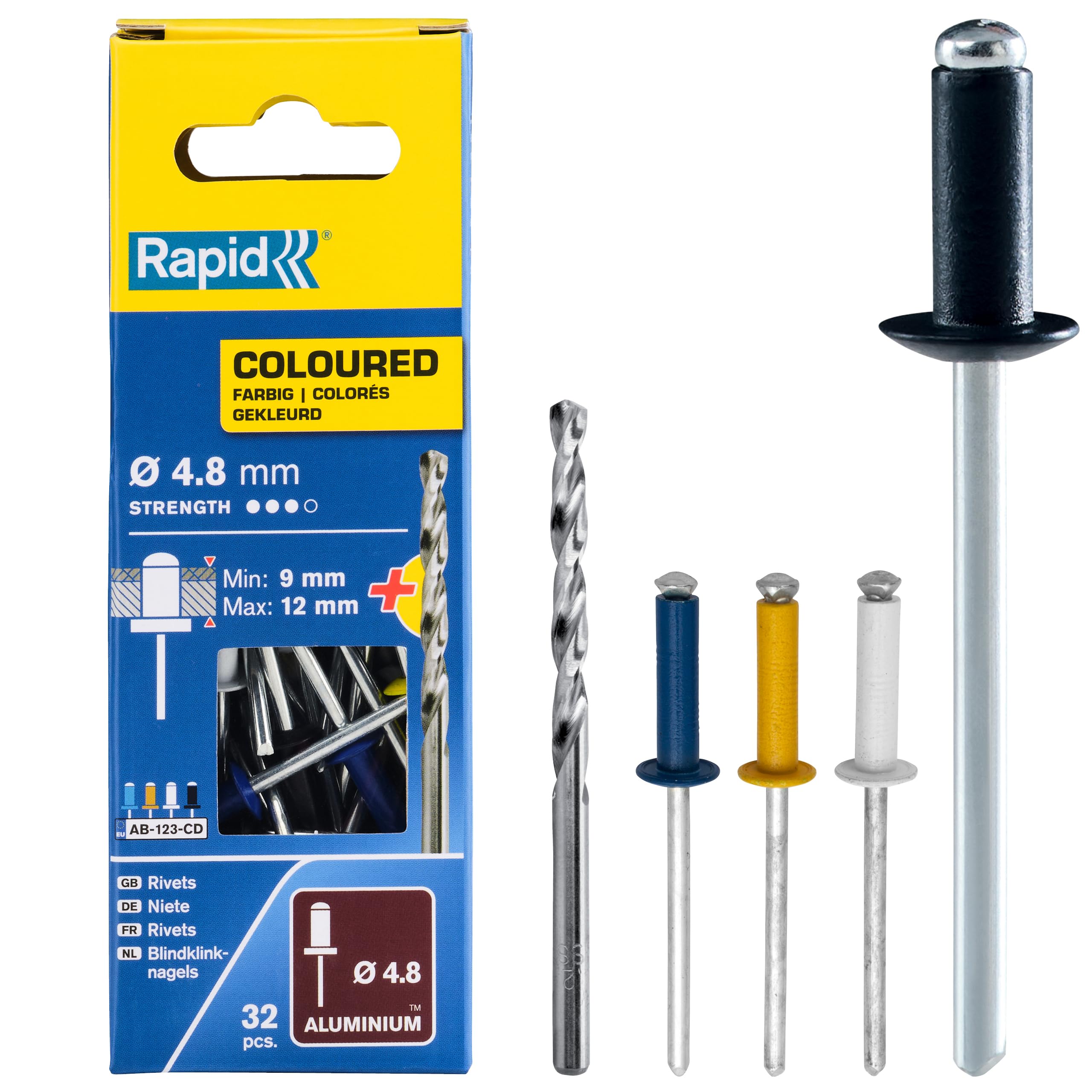 Rapid Rivetage Automobile 5000405 rivets 4 × 12 mm, 50 pièces, aluminium