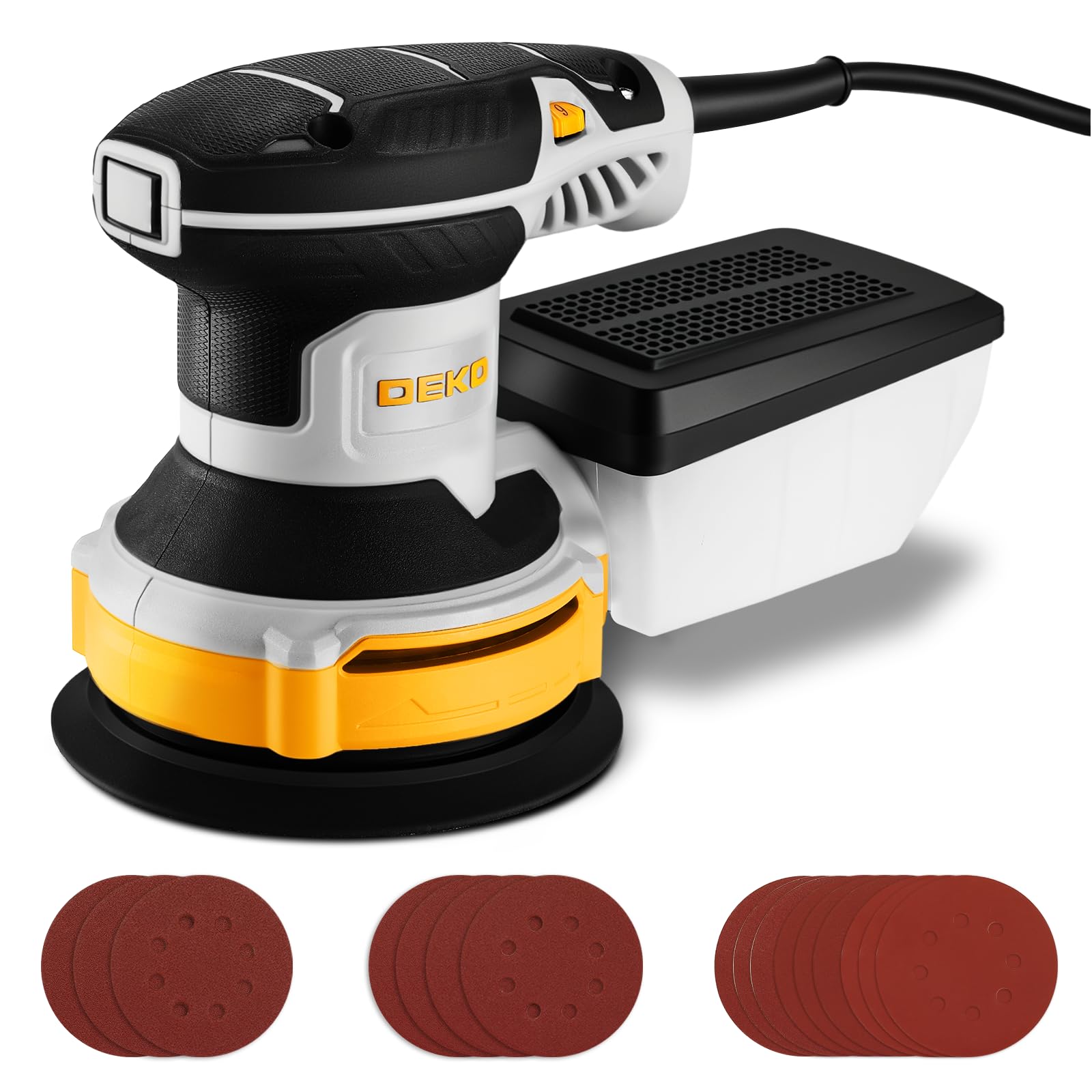 DEKOPRO POWER TOOLS ponceuse excentrique 300 W 125 mm jaune-gris