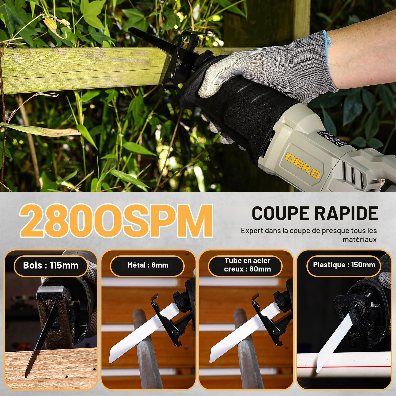 DEKOPRO POWER TOOLS DKPRPS0001 scie sabre, 710 W, 4 lames, vitesse variable