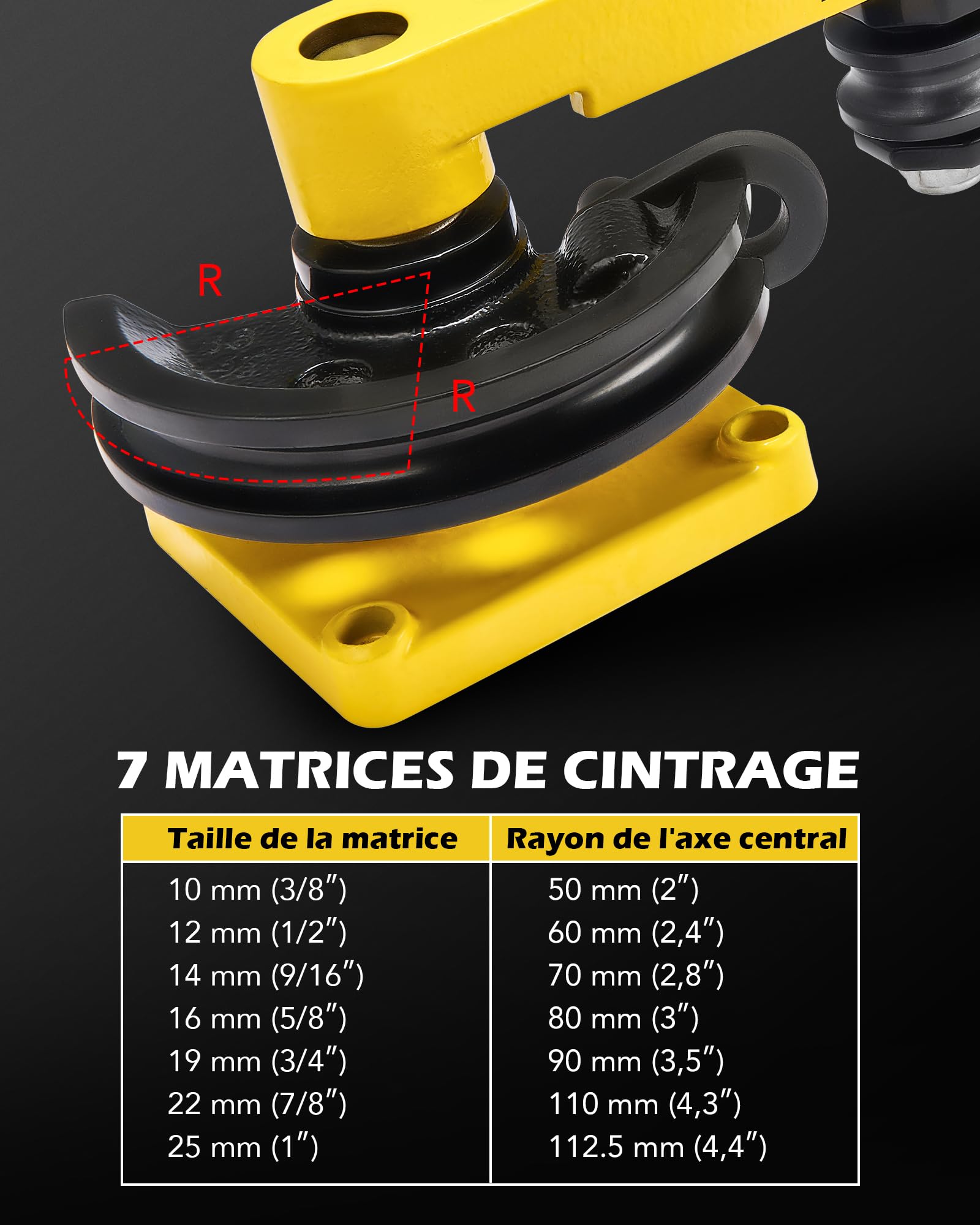 ZELCAN pipe bender cintreuse de tuyau 10–25 mm, 7 matrices, manuelle