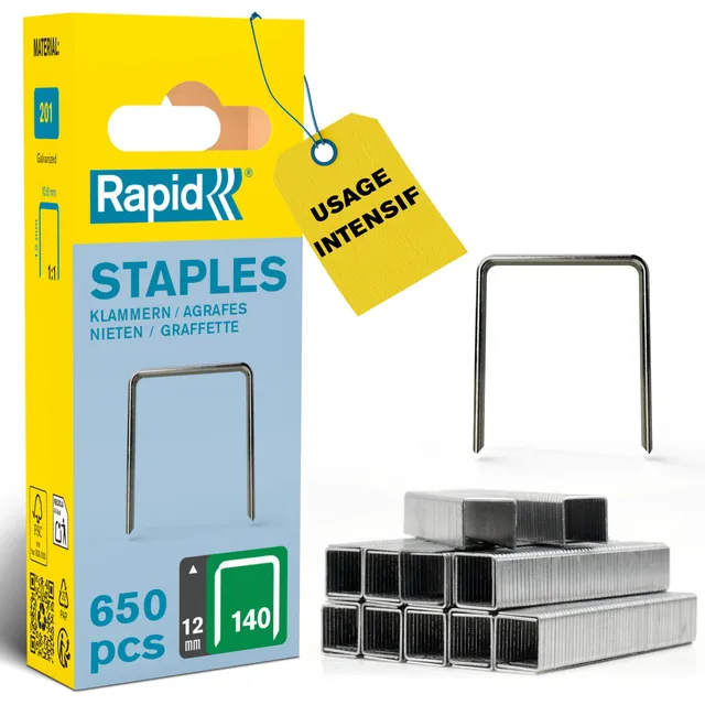 Rapid Agrafage 40109516 agrafes n°140 12 mm galvanisées, 648 pièces