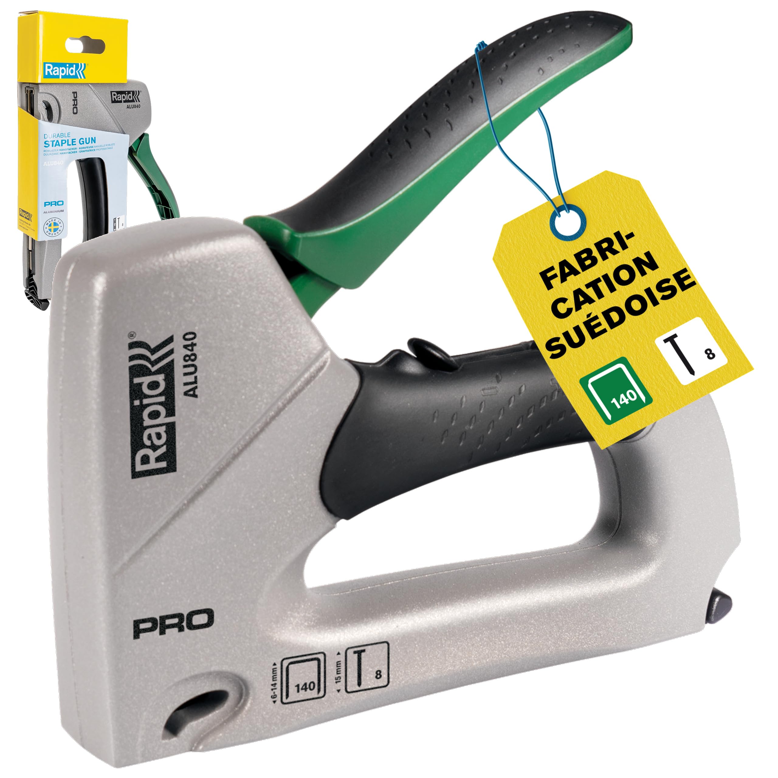 Rapid Agrafage PRO ALU840 agrafeuse-cloueuse n°140 et n°8