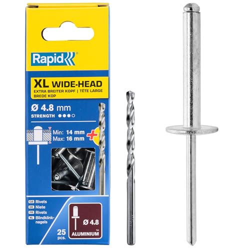 Rapid’os 16 Rivetage Rivets XL Ø 4,8 × 20 mm 25 pièces avec foret