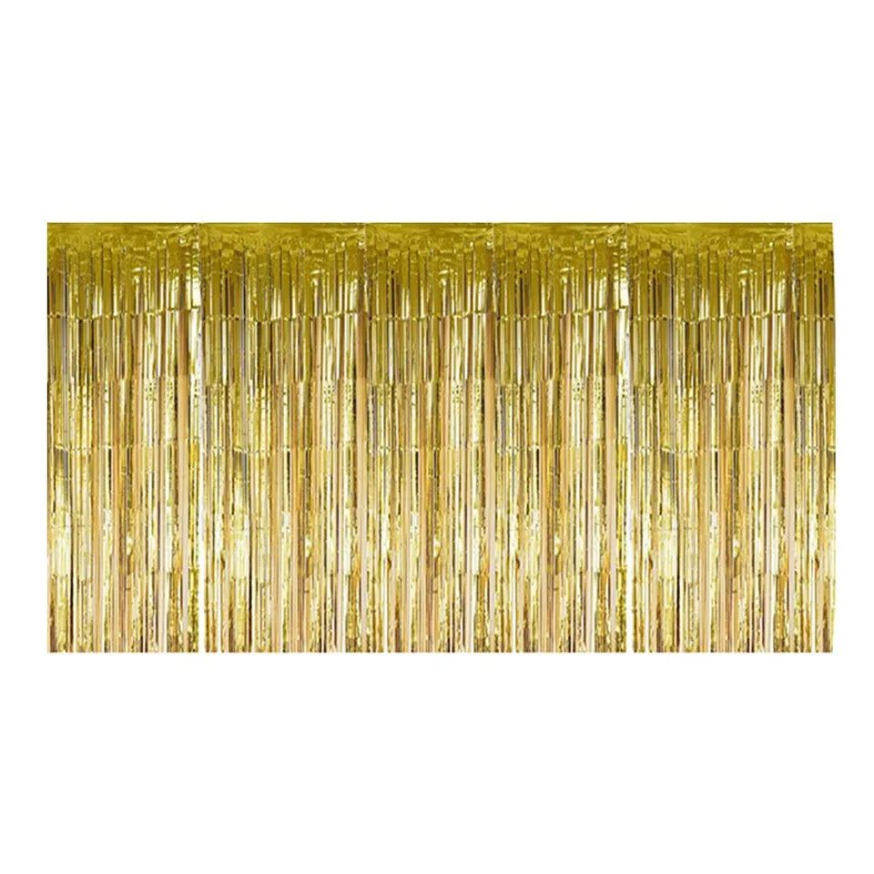Omabeta Home Décor & Bathroom Décor jupe de table à glands métalliques or 74 × 274 cm