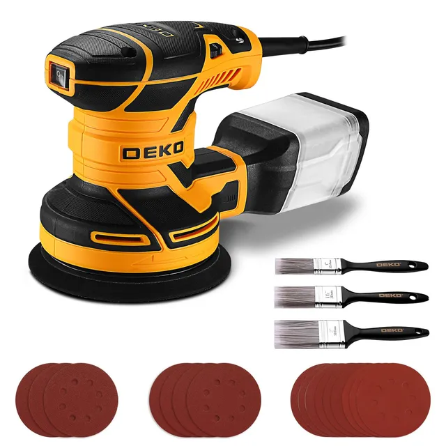 DEKOPRO POWER TOOLS ponceuse excentrique 300 W 125 mm jaune