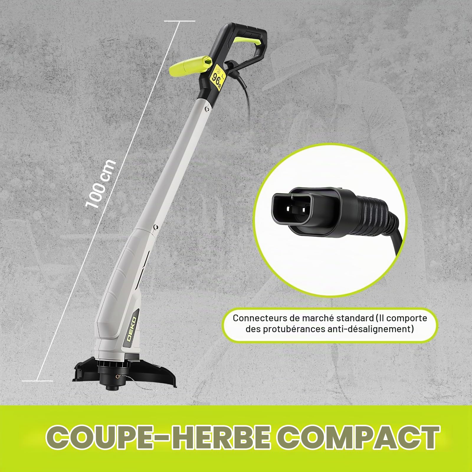 DEKOPRO GARDEN TOOLS 250 W coupe-bordure 100 cm vert double fil