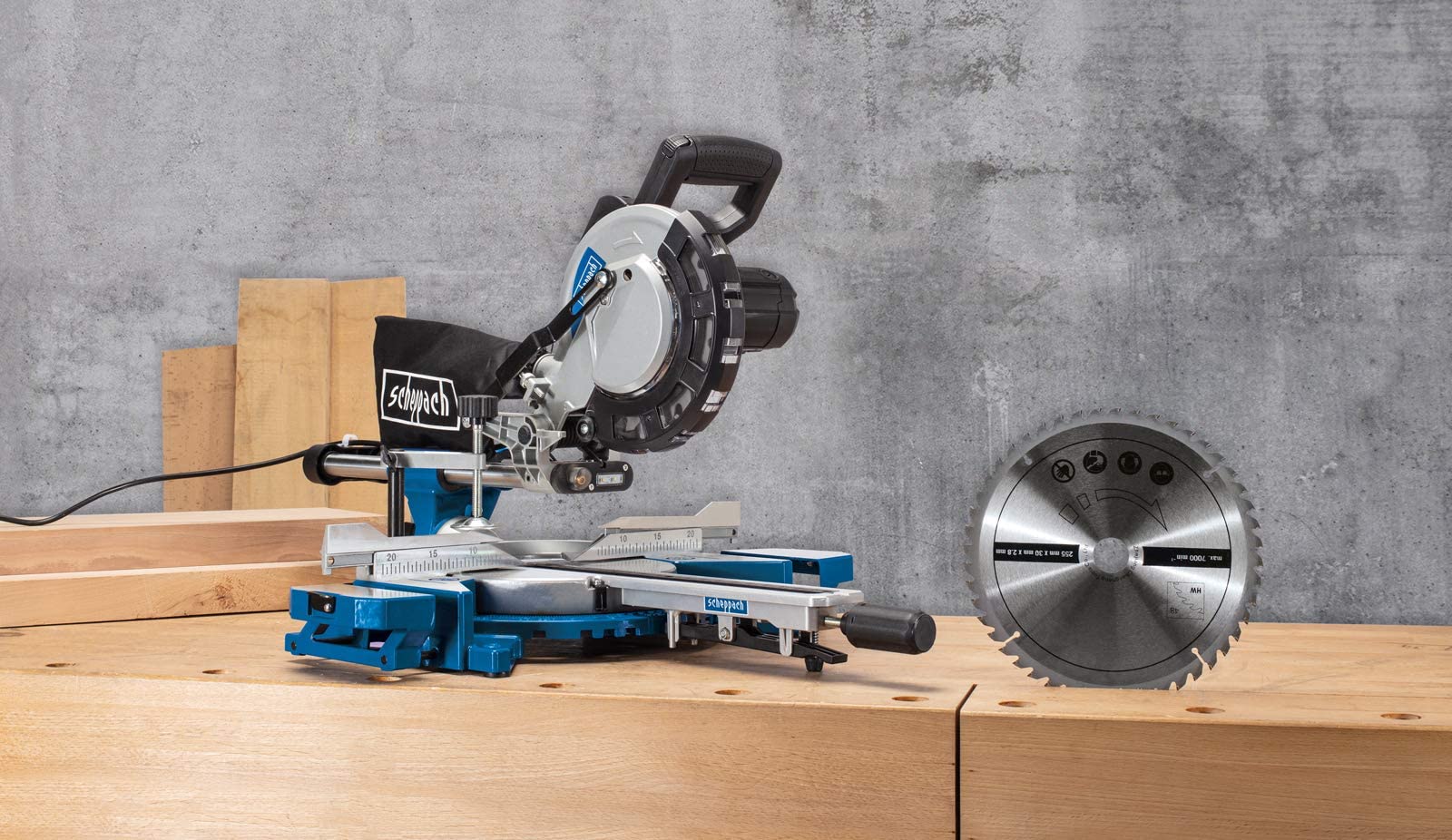 Scheppach HM Series HM216 scie à onglets avec support UMF1550 216 mm laser