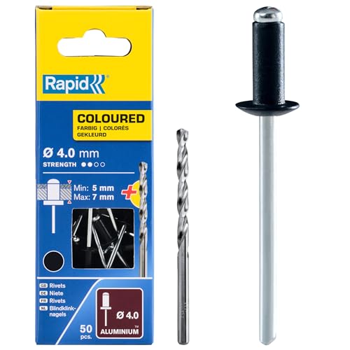 Rapid’os 16 Rivetage rivets aveugles noirs 4 × 10 mm 50 pièces aluminium
