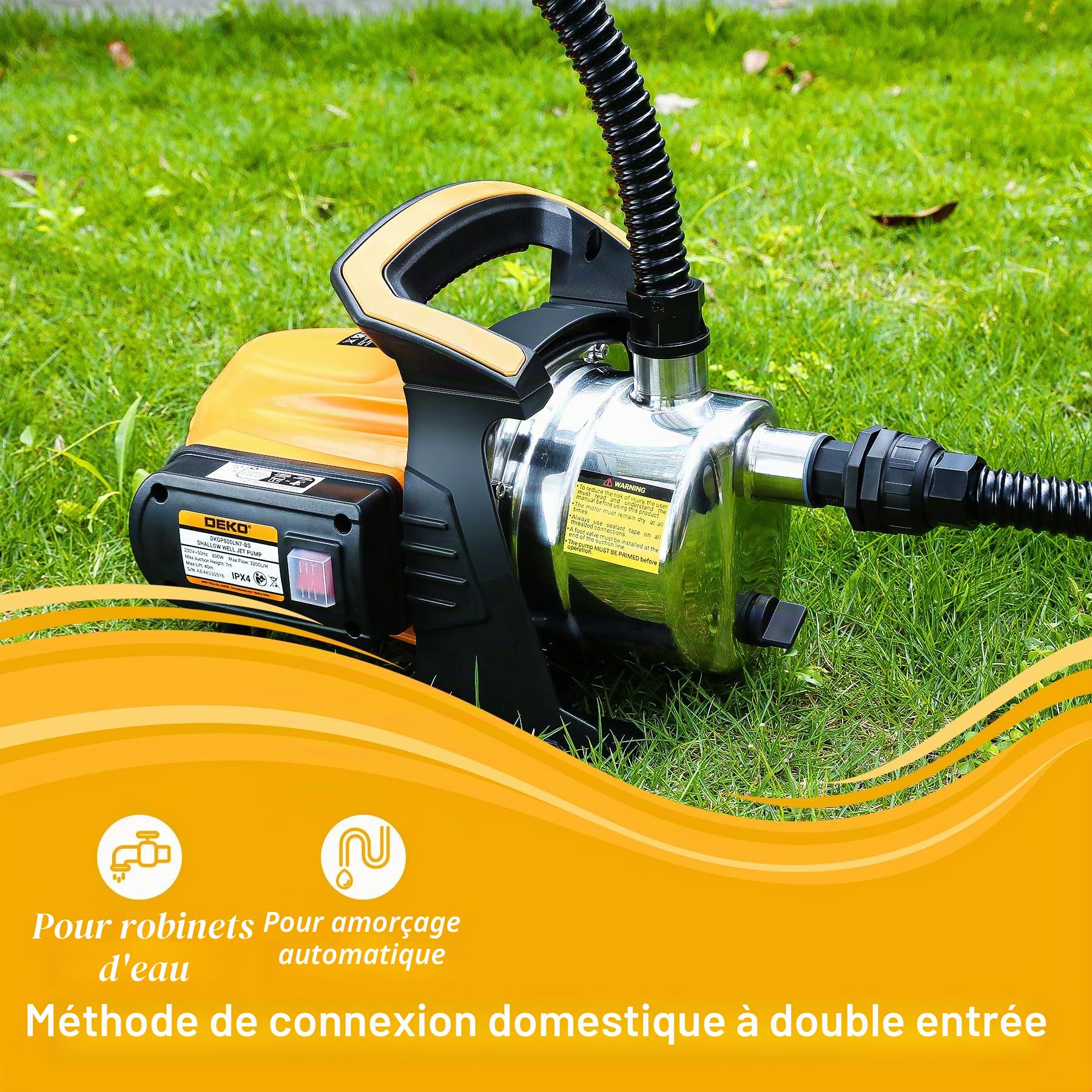 DEKOPRO SUMP PUMP Pompe à eau 800 W 3200 l/h IPX4