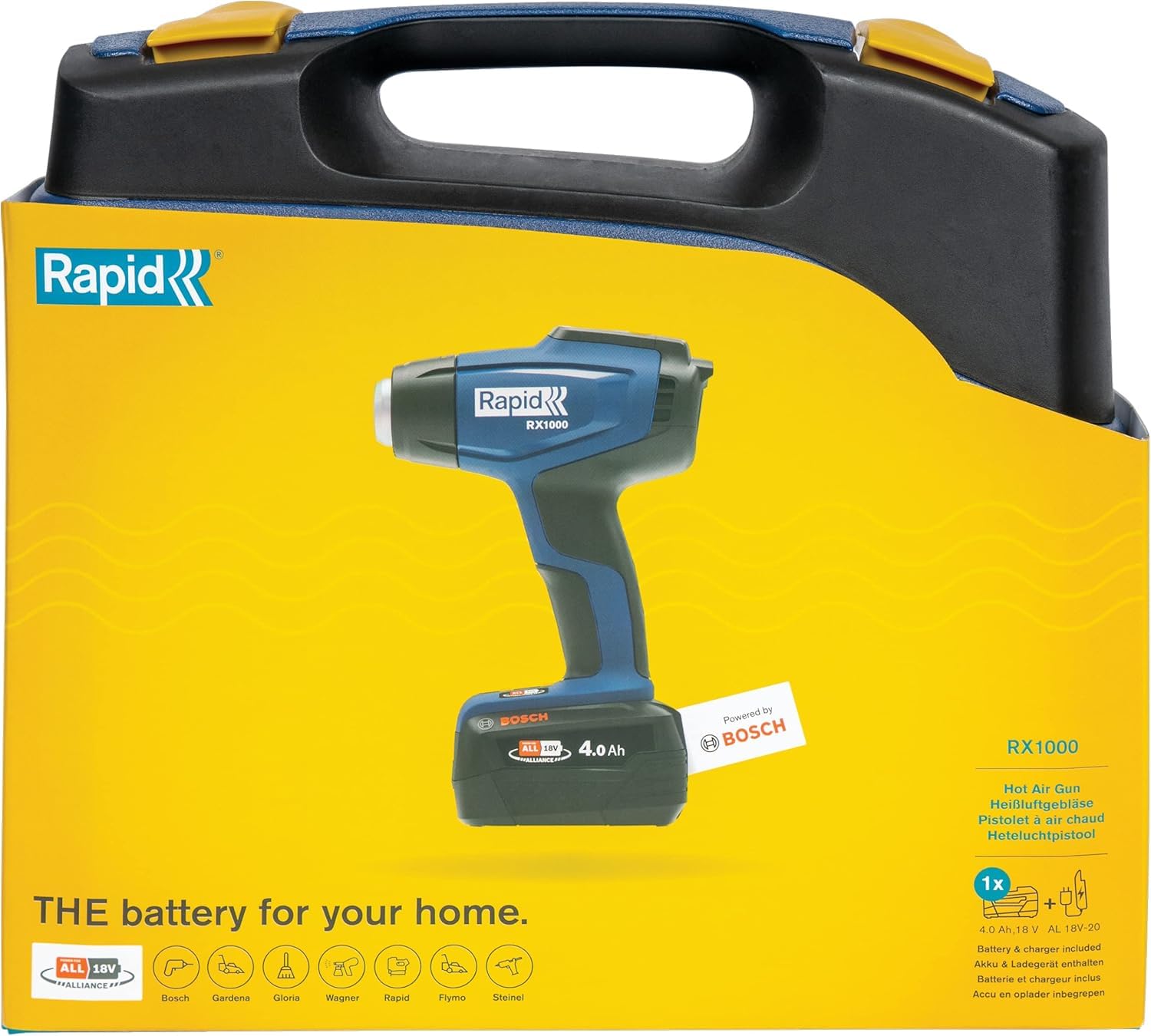 Rapid’os 16 Air Chaud RX1000 décapeur thermique sans fil kit 18 V batterie 4 Ah