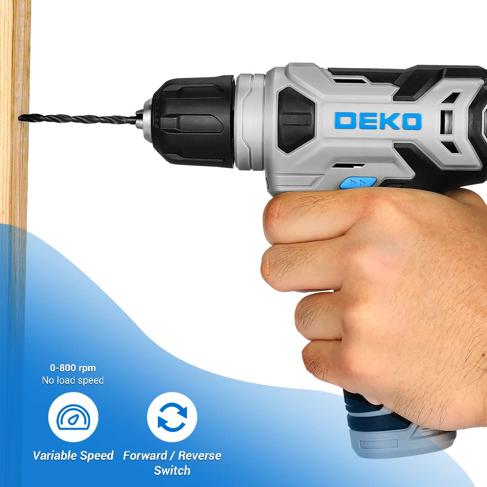 DEKOPRO POWER TOOLS Perceuse-visseuse sans fil 8 V bleue, 42 accessoires