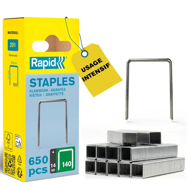 Rapid’os 16 Agrafage 140 agrafes fil plat 14 mm 648 pièces