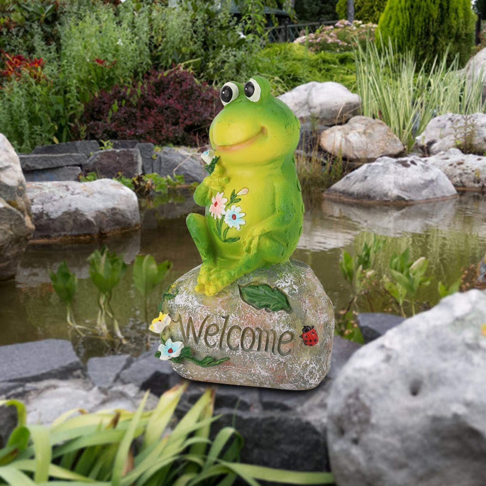 Omabeta Home Décor & Bathroom Décor Grenouille Papa statue de jardin en résine 23 cm
