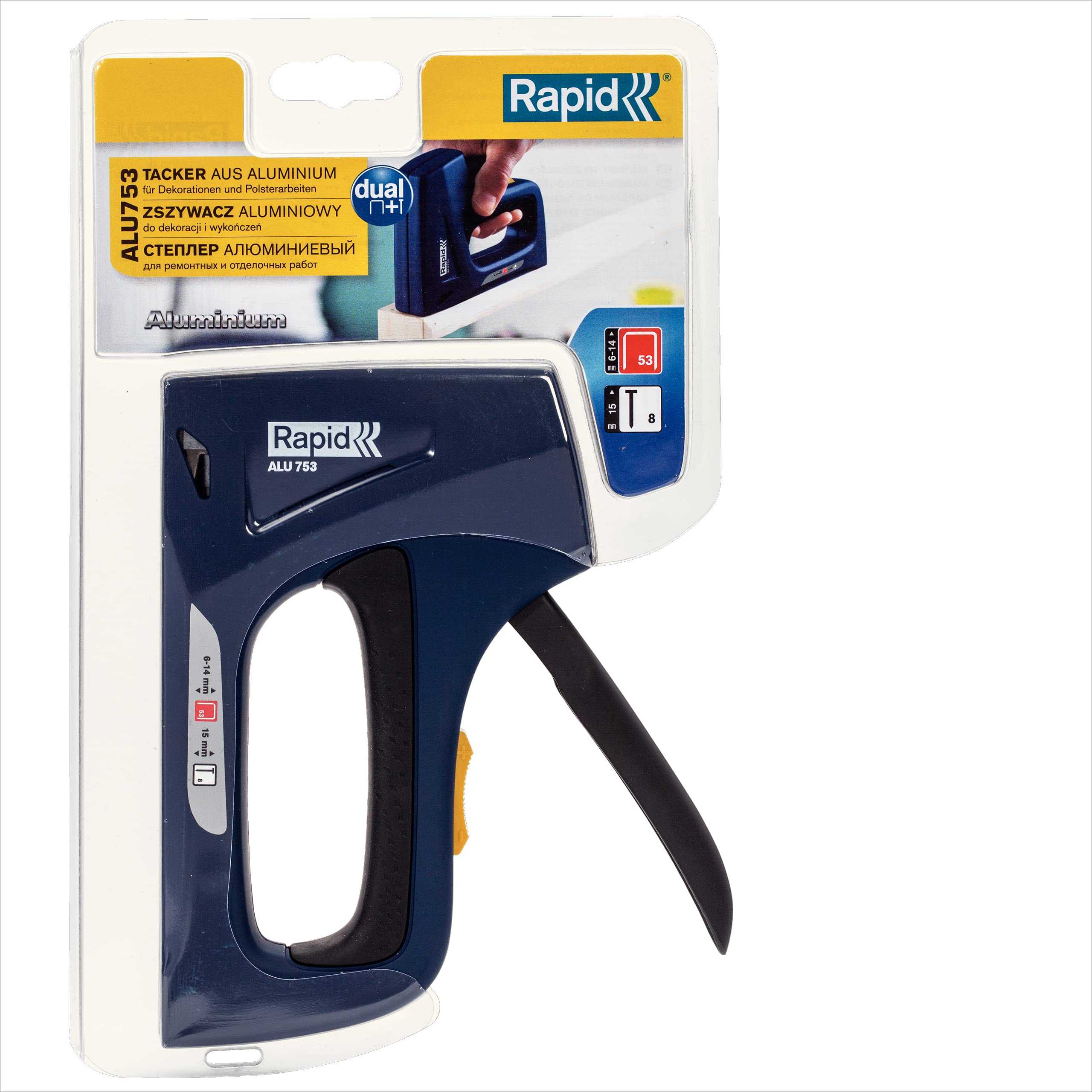 Rapid Agrafage ALU753 agrafeuse pour agrafes n°53 et clous n°8, poignée ergonomique
