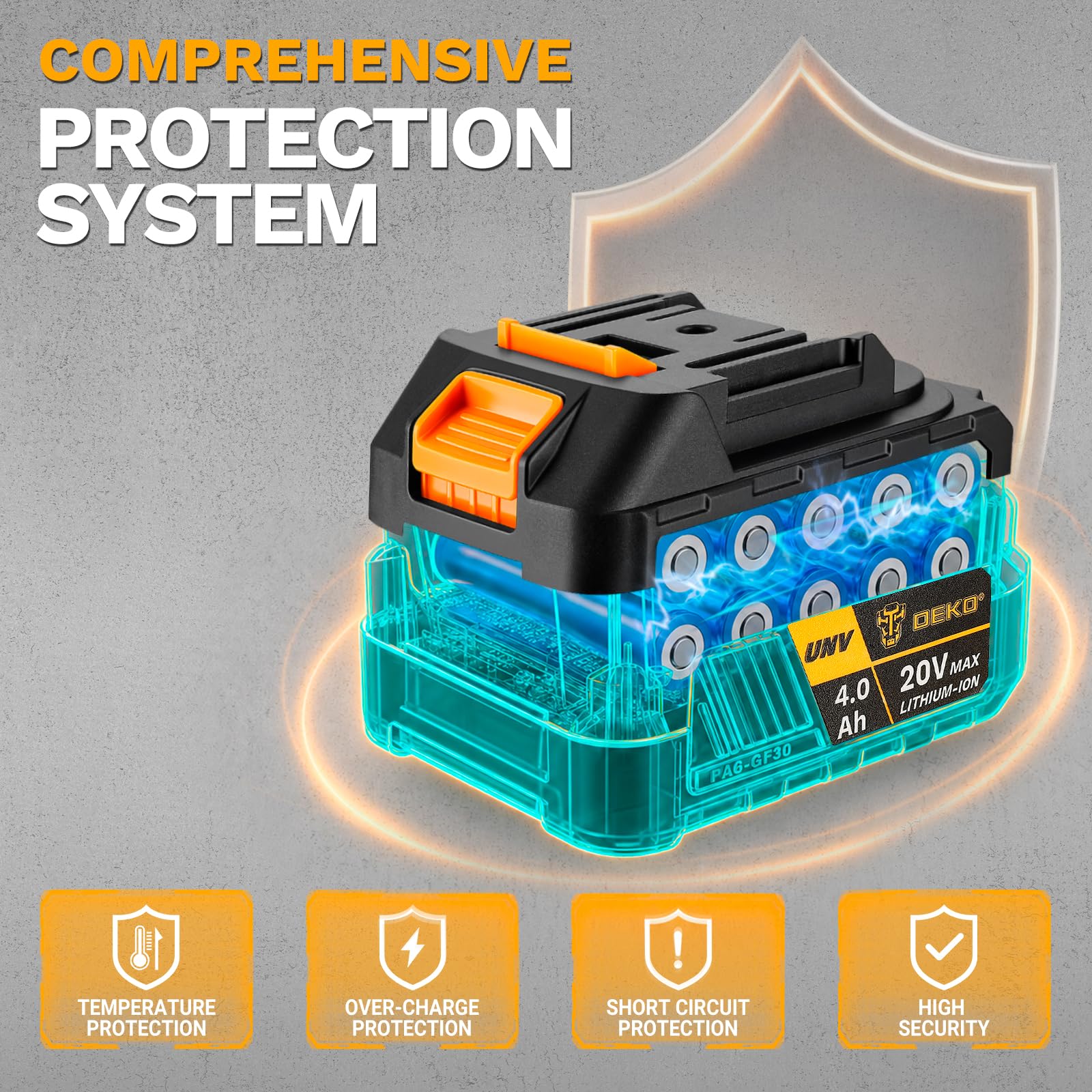 DEKOPRO POWER TOOLS batterie de remplacement 20V batterie lithium-ion