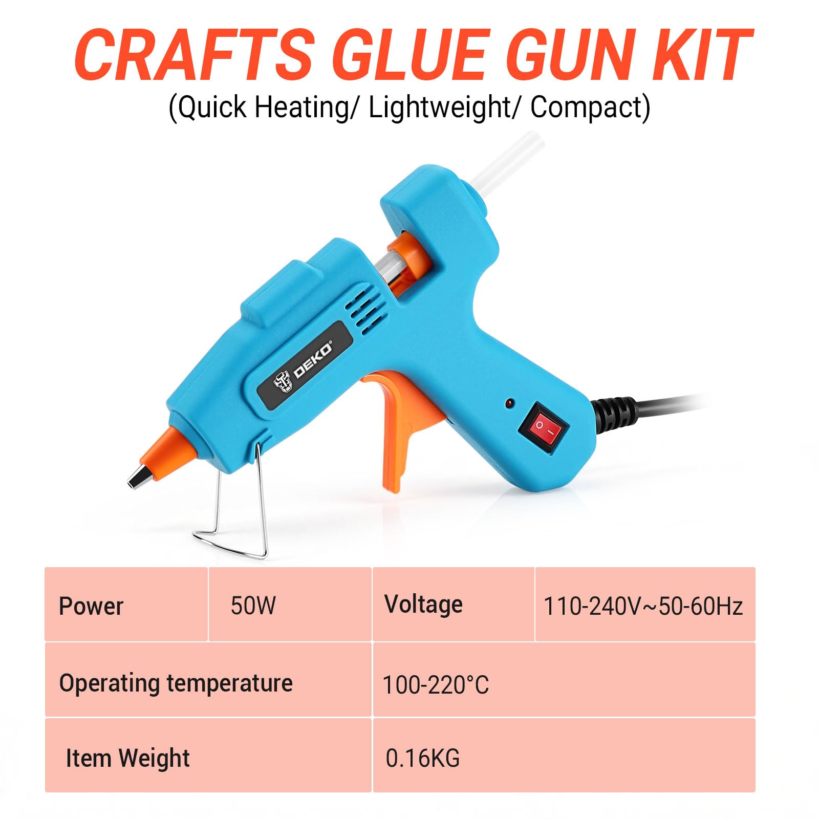 DEKOPRO POWER TOOLS pistolet à colle chaude 50 W turquoise 85 bâtons