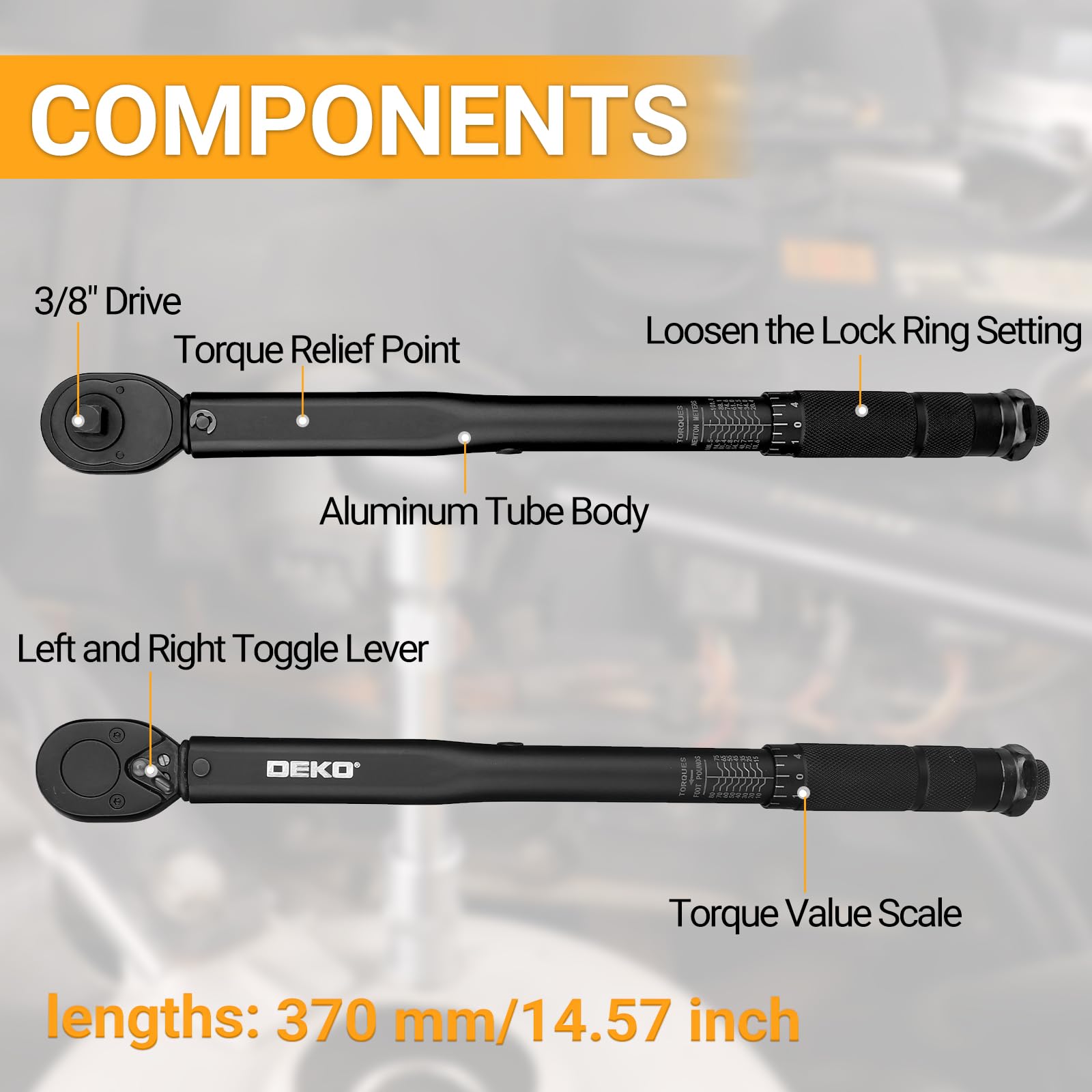 DEKOPRO SOCKET SET clé dynamométrique à cliquet 3/8 po 13,6–108,5 Nm