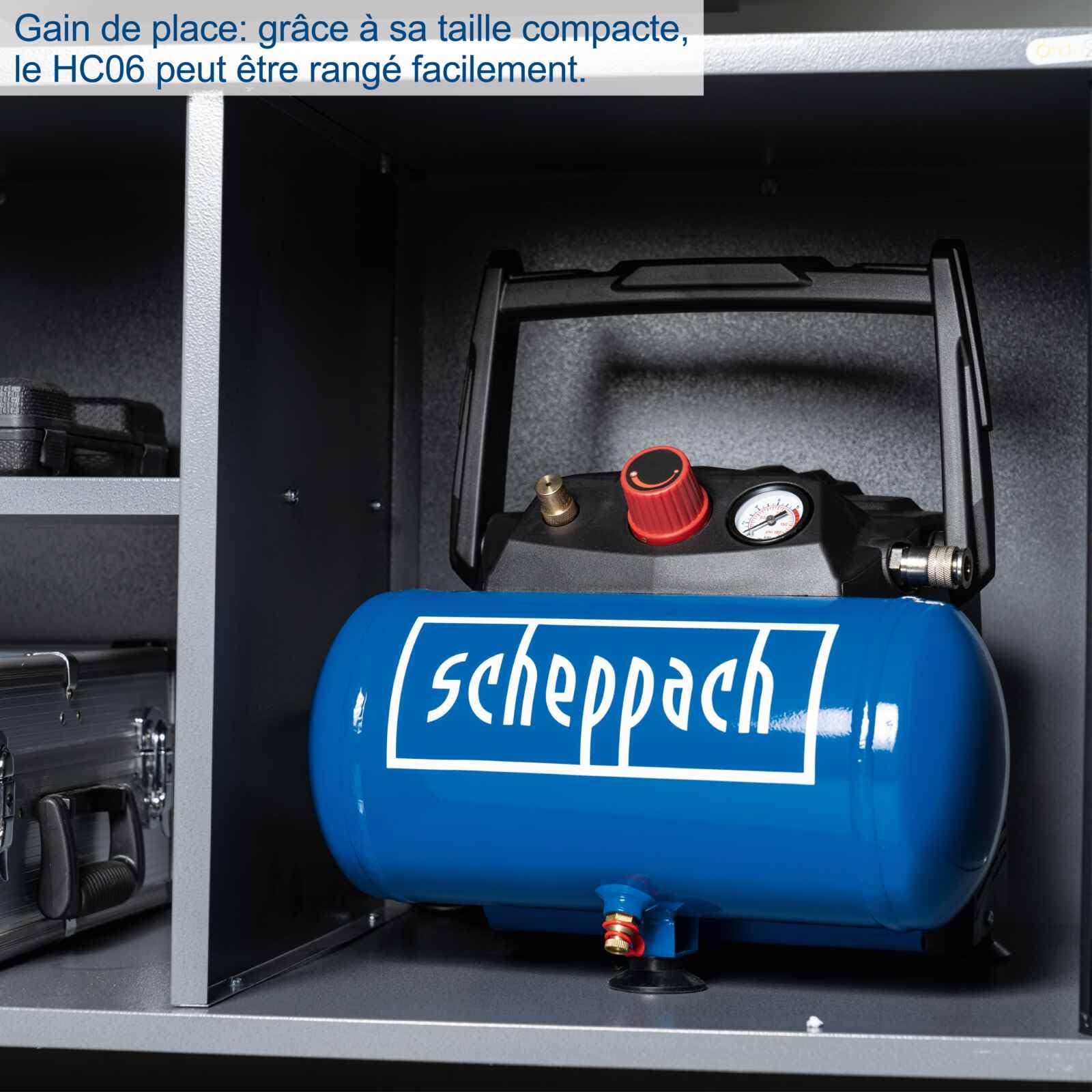 Scheppach HC Series HC06 compresseur sans huile 6 L 8 bar avec accessoires