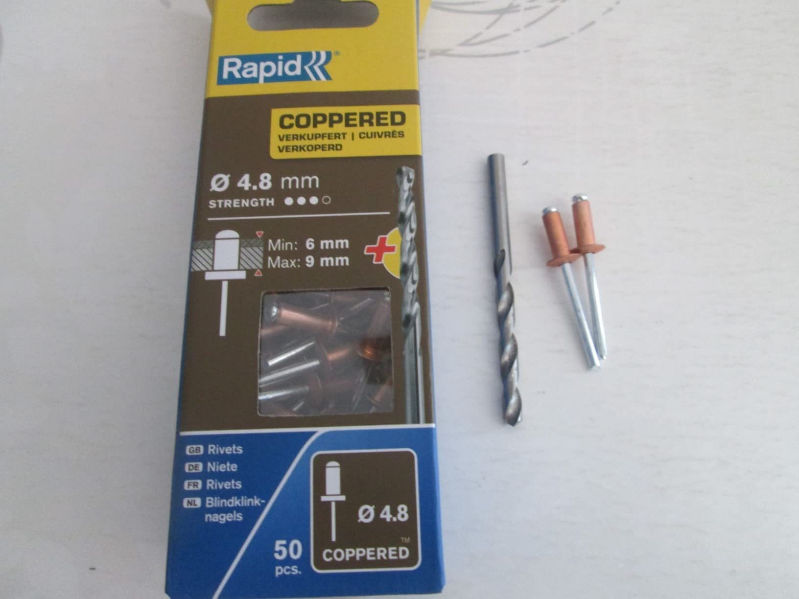 Rapid’os 16 Rivetage rivets cuivrés 4,8 × 12 mm 50 pièces avec foret