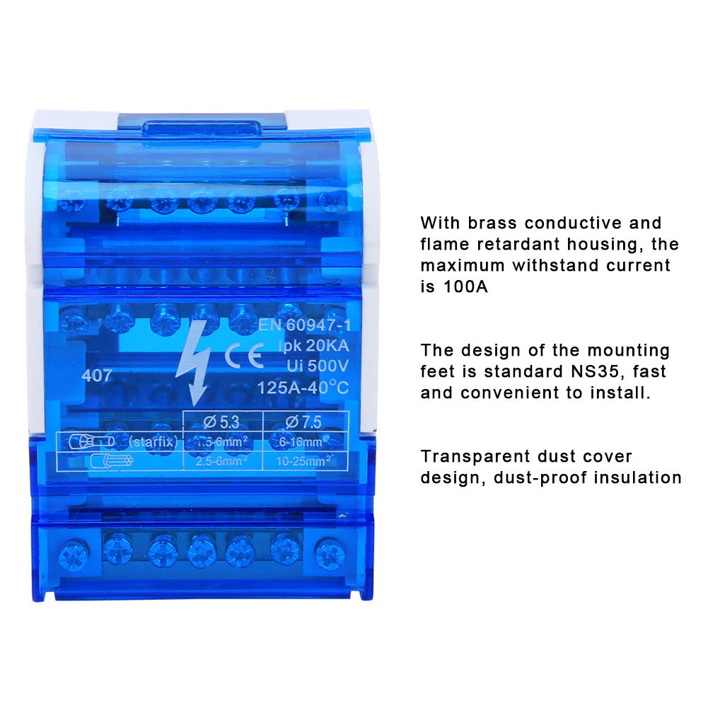 Omabeta Electrical Components & Wiring bornier de distribution 407 4 niveaux rail DIN 125 A