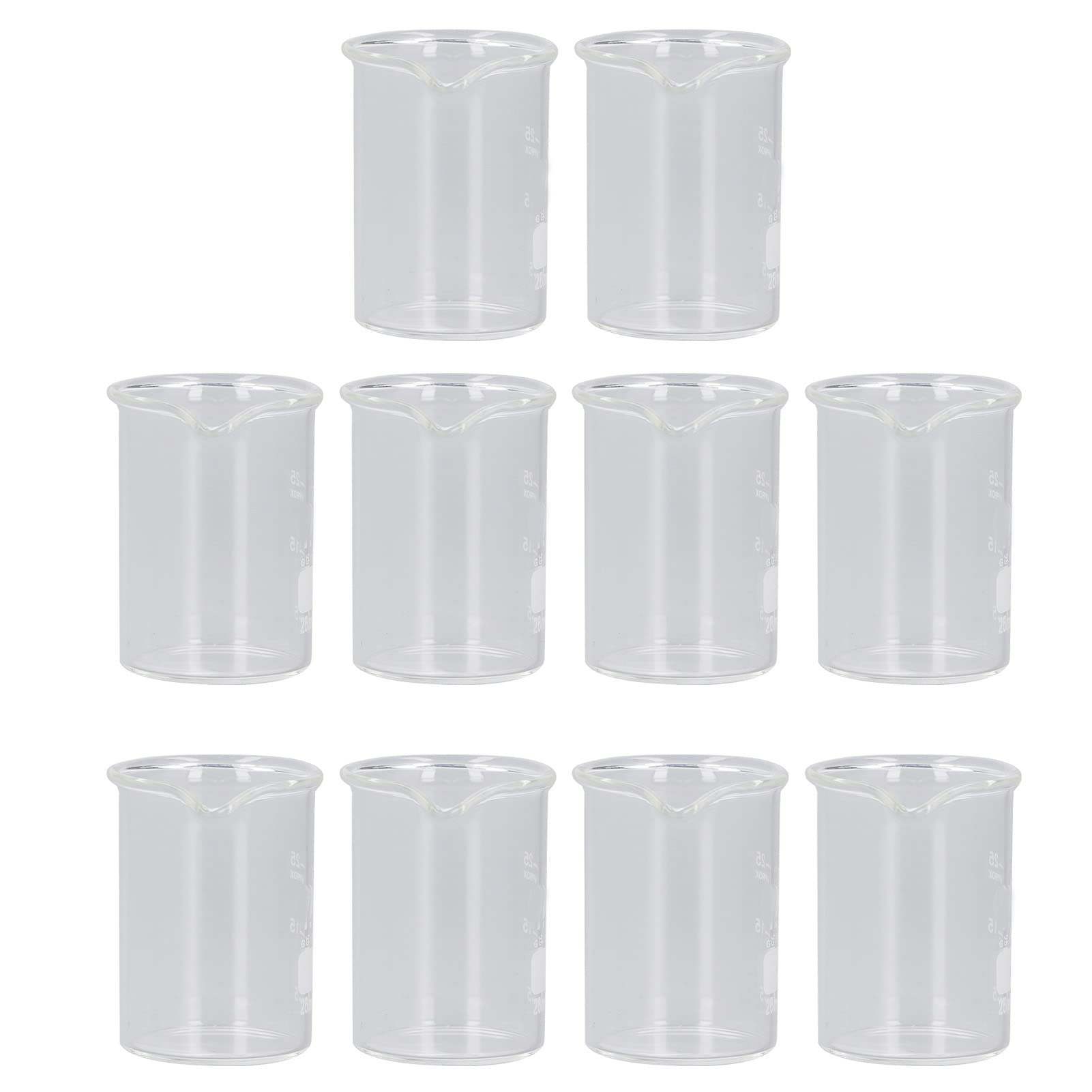 Omabeta Toys & Games bécher gradué 25 ml, lot de 10 en verre borosilicaté
