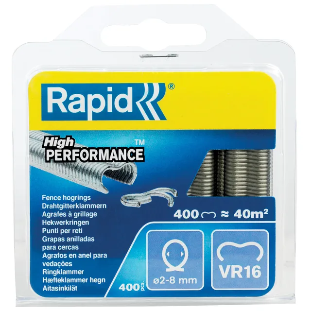Rapid’os 16 Jardin VR16 agrafes à grillage galvanisées, 400 pièces