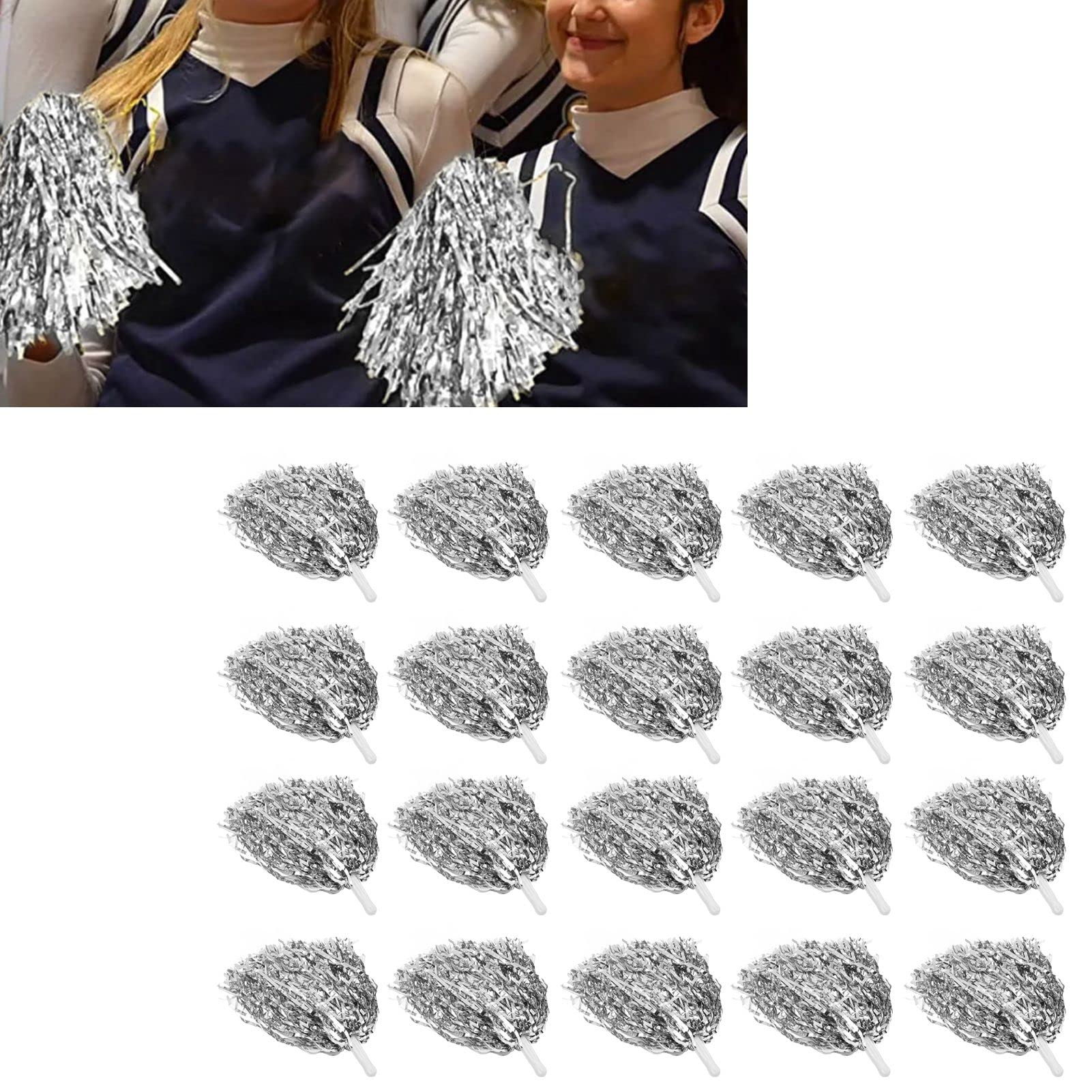 Omabeta Toys & Games pompons de pom-pom girl argentés, lot de 20 en PET