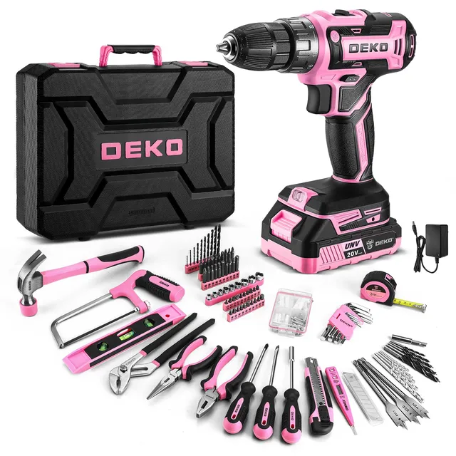 DEKOPRO TOOL KIT coffret 186 pièces bleu avec perceuse 20 V