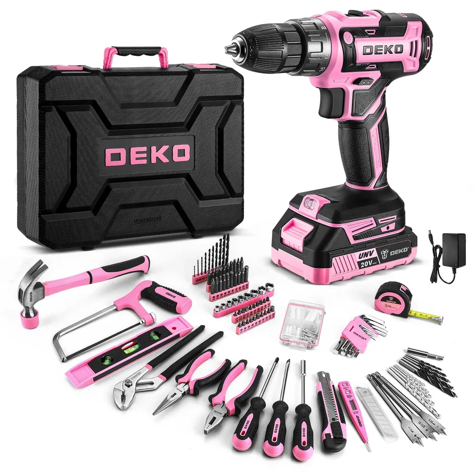 DEKOPRO TOOL KIT coffret 186 pièces bleu avec perceuse 20 V