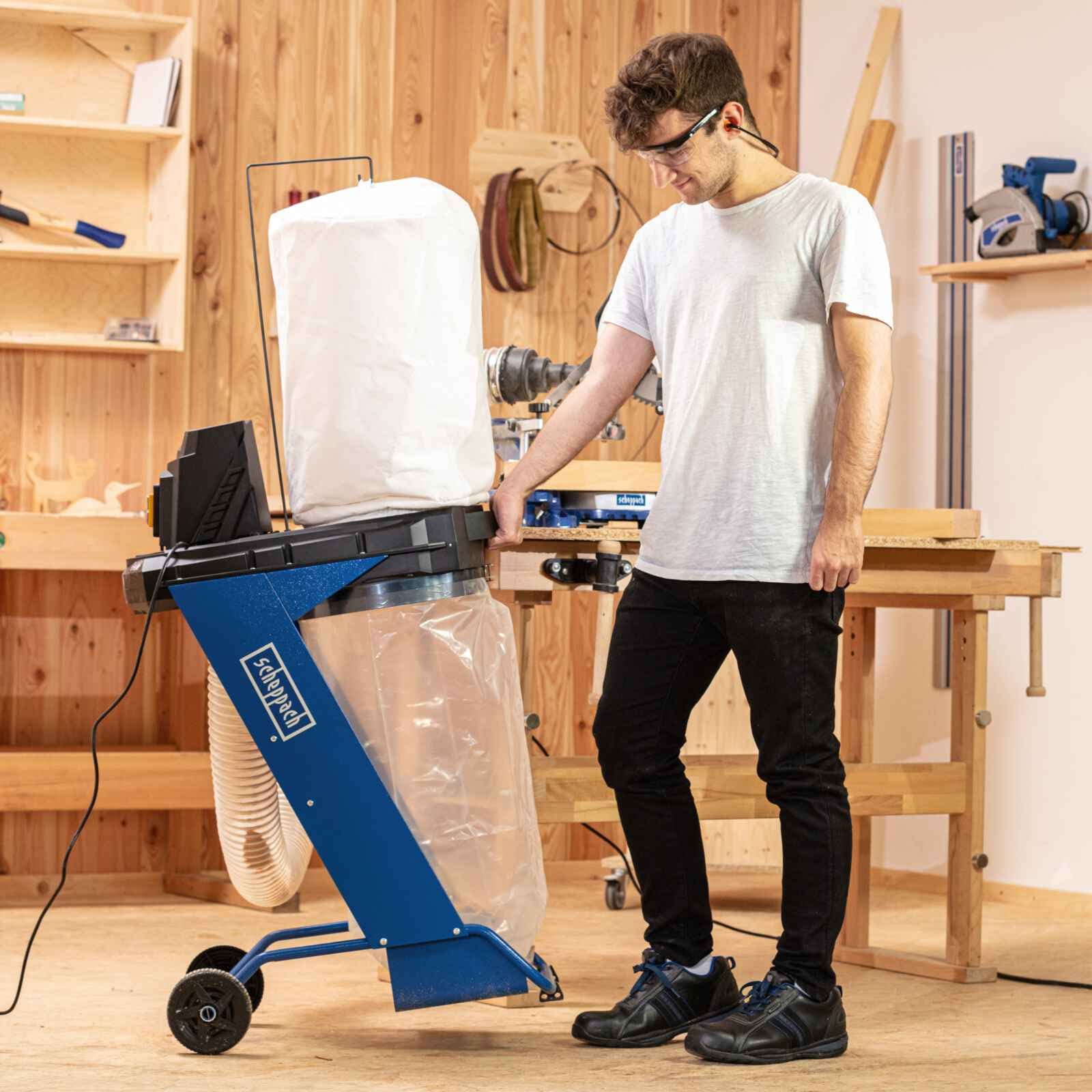 Scheppach ST Series DC500 aspirateur à copeaux 550 W, sac 75 L