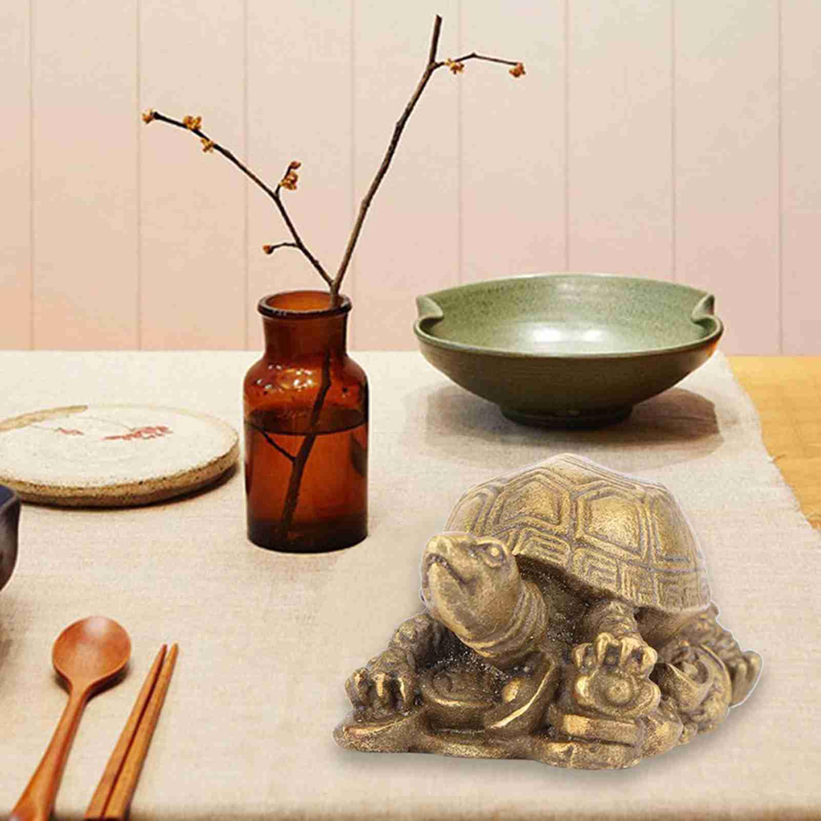 Omabeta Home Décor & Bathroom Décor Tortue Feng Shui en laiton 5 cm