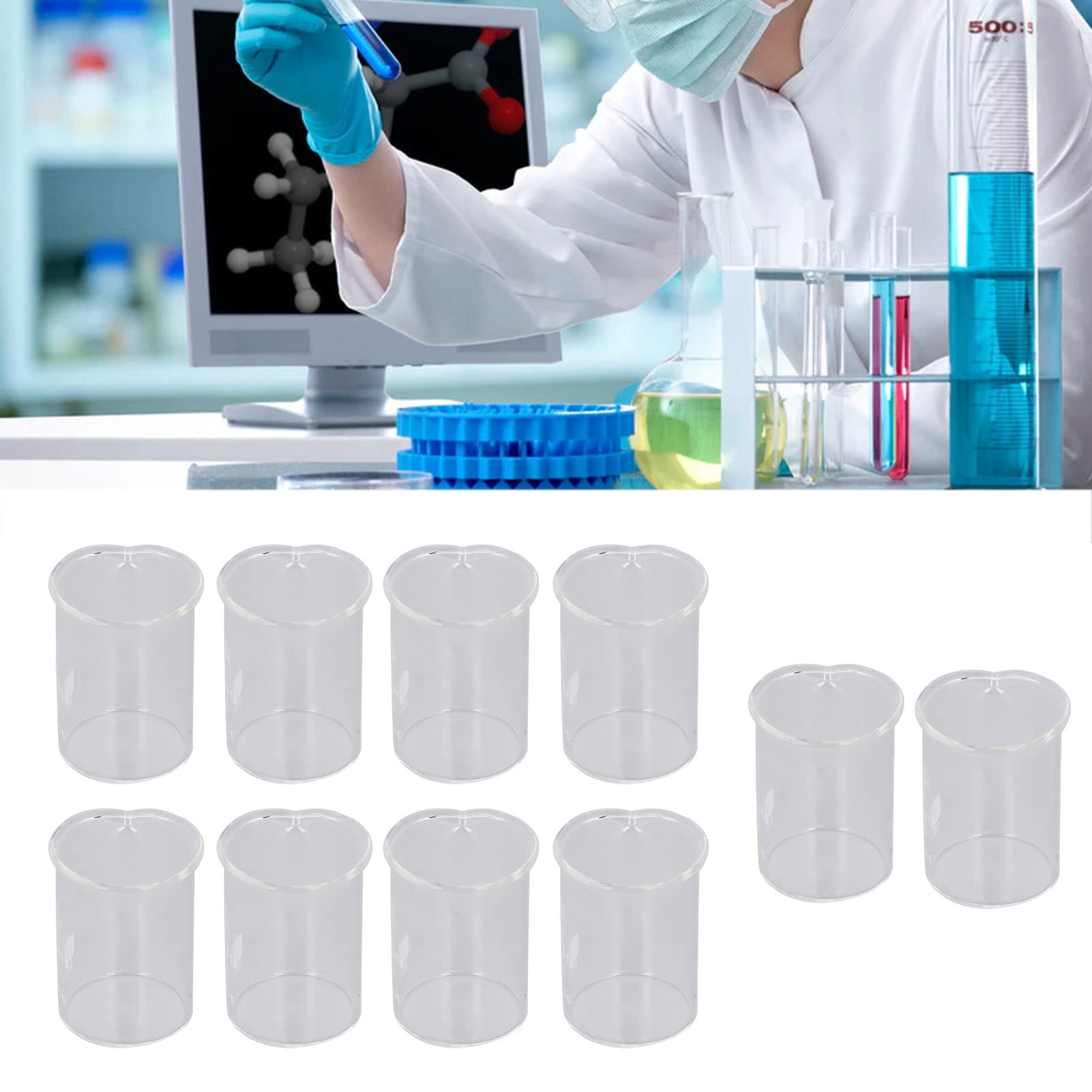 Omabeta Toys & Games bécher gradué 25 ml, lot de 10 en verre borosilicaté