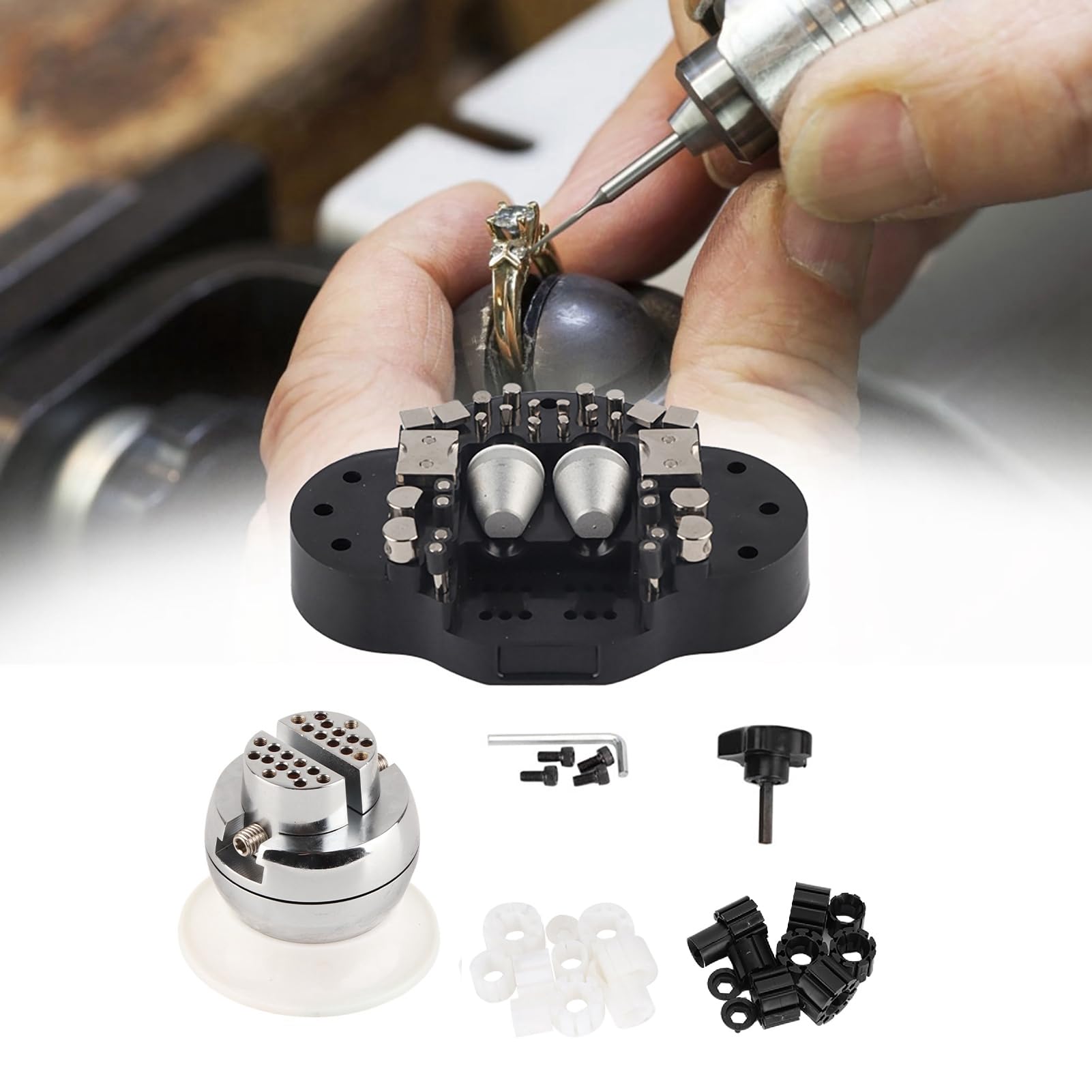 Omabeta Tools & Workshop Equipment Étau à boule de gravure 360° avec accessoires, métal et plastique