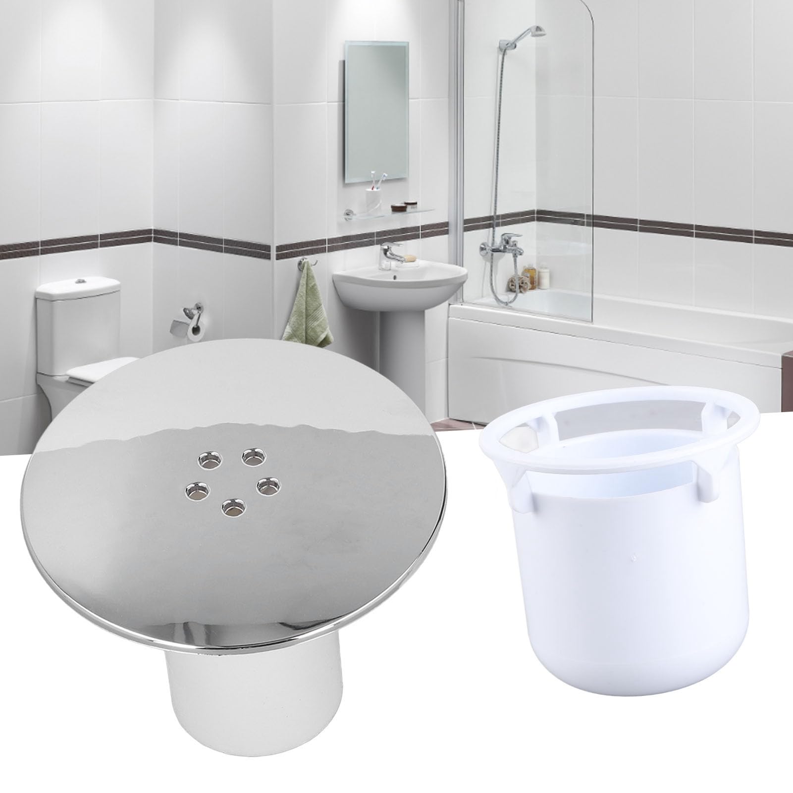 Omabeta Home Décor & Bathroom Décor couvercle de bonde douche 90 mm avec coupelle blanche