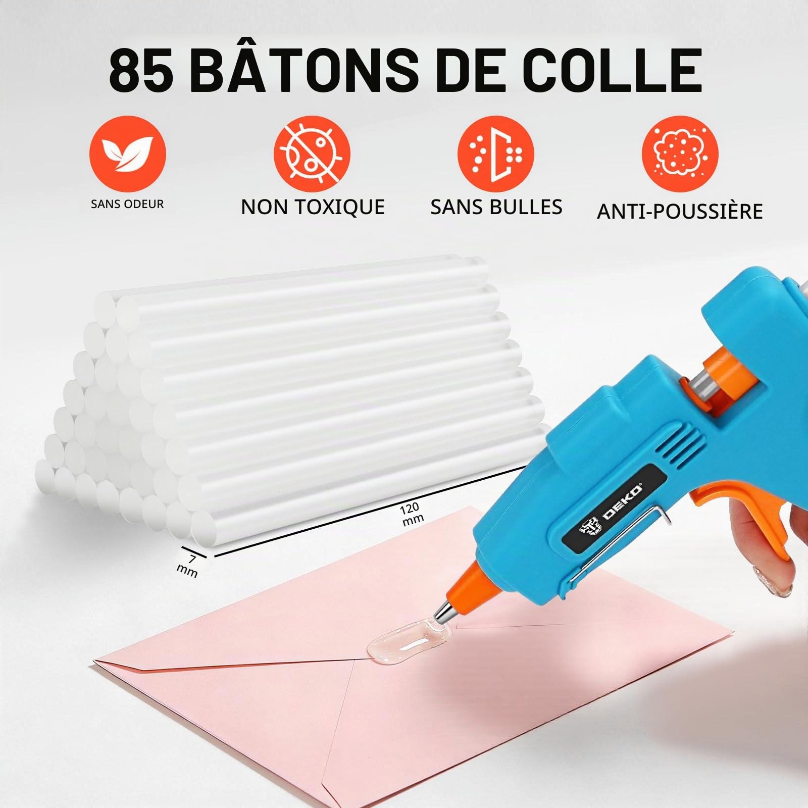 DEKOPRO POWER TOOLS pistolet à colle chaude 50 W turquoise 85 bâtons