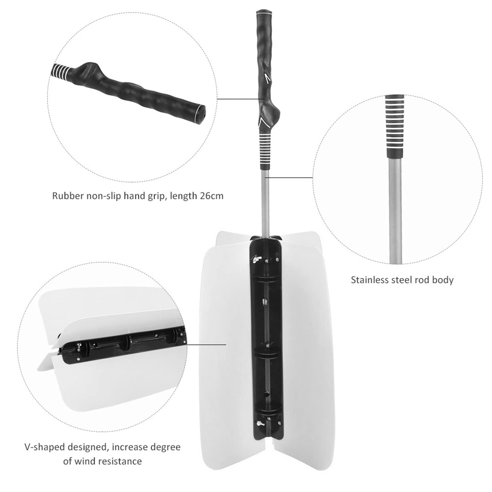 Omabeta Toys & Games Entraîneur de swing à résistance au vent blanc 26 cm, prise antidérapante