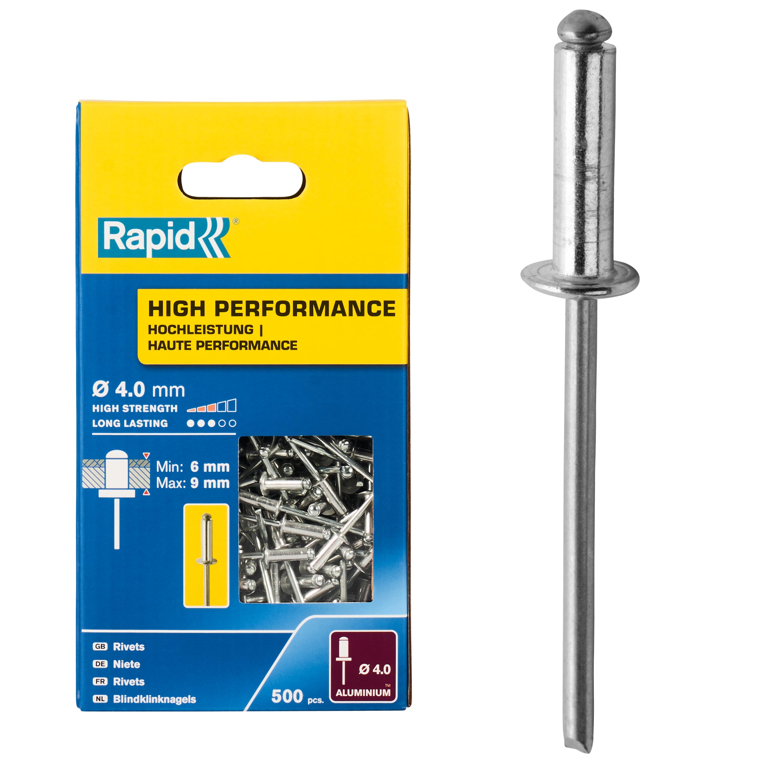 Rapid’os 16 Rivetage rivets haute performance aluminium Ø3,2 × 8 mm, lot de 500