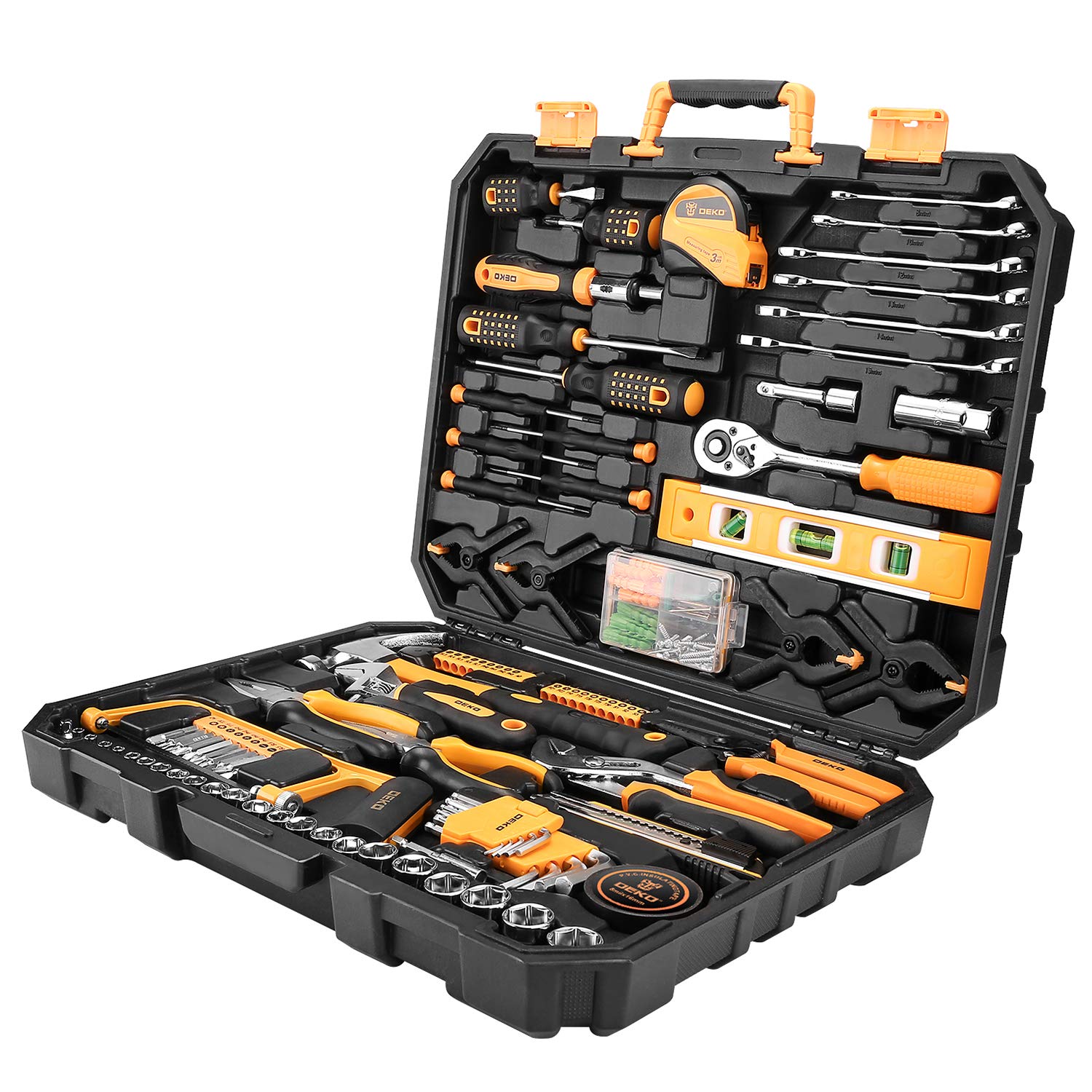 DEKOPRO TOOL KIT ET00654 kit d’outils 168 pièces avec mallette noire jaune