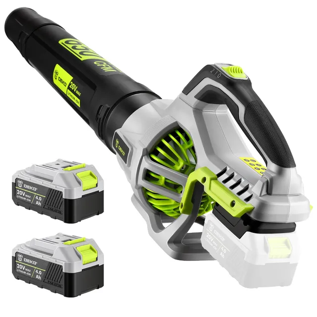 DEKOPRO GARDEN TOOLS Souffleur de feuilles sans fil avec 2 batteries 4,0 Ah