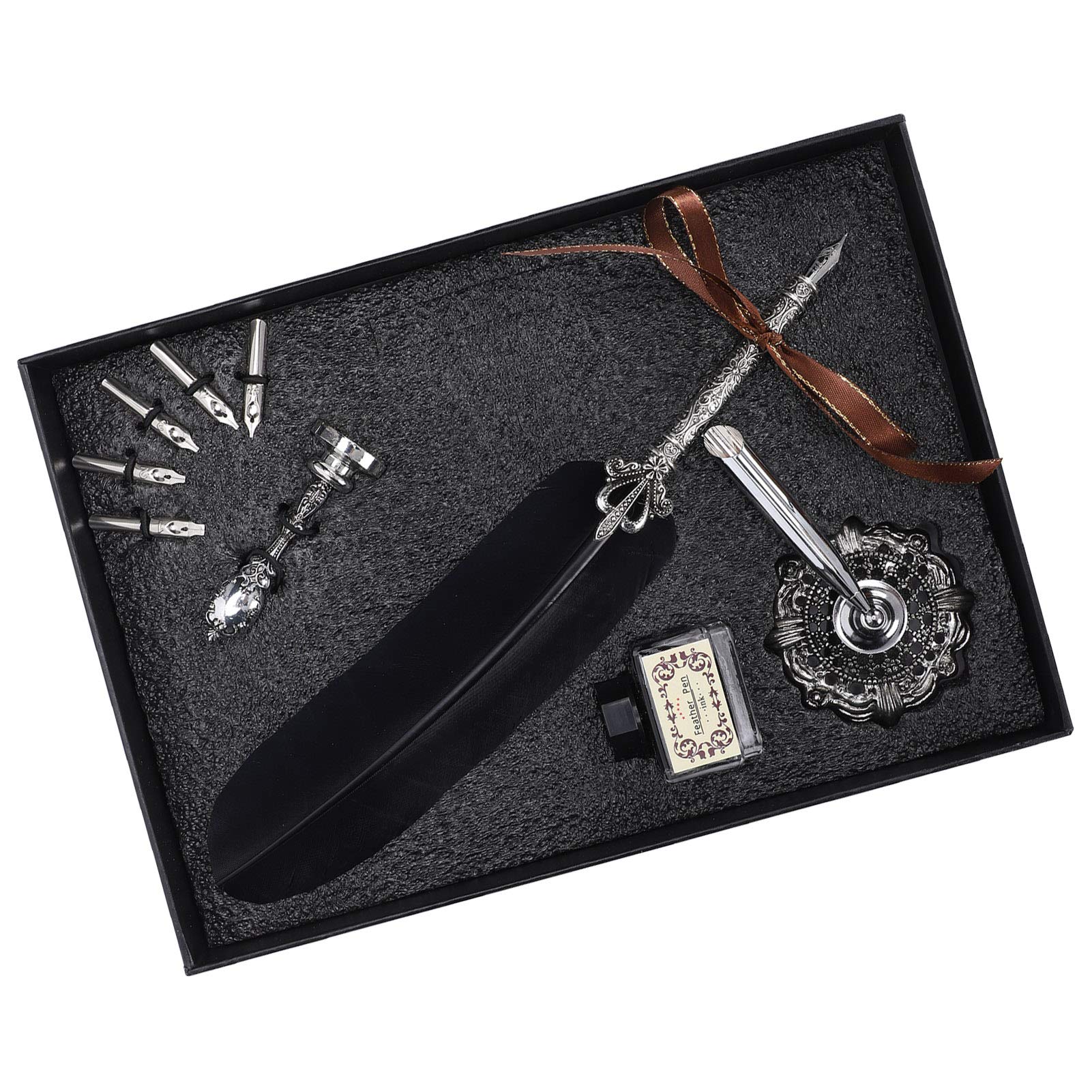 Omabeta Toys & Games stylo à tremper noir, 6 plumes, métal