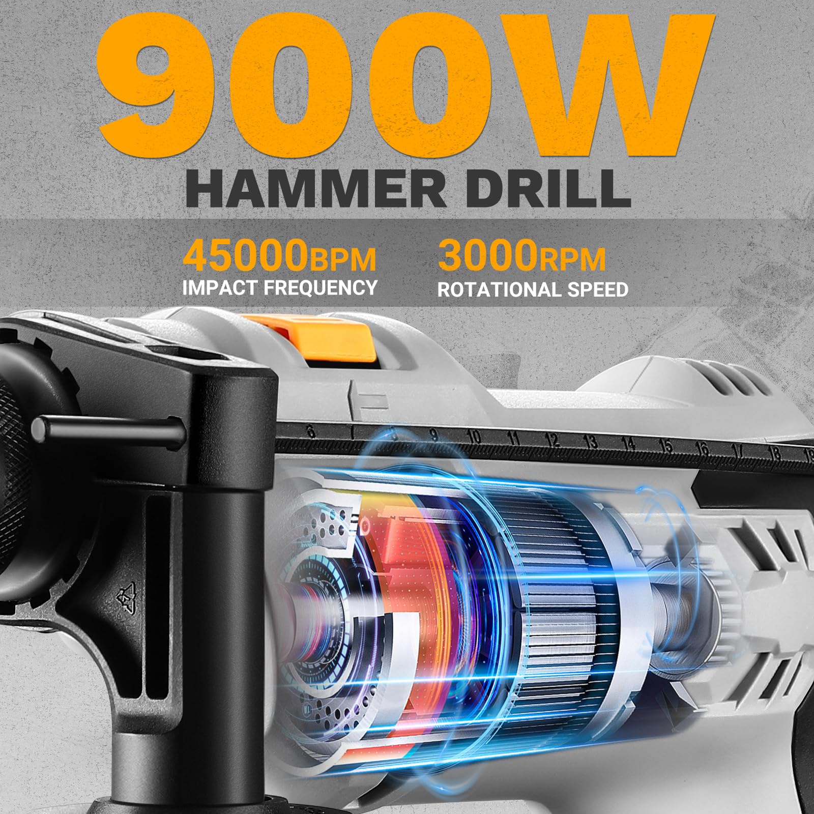 DEKOPRO POWER TOOLS perceuse à percussion 900 W filaire