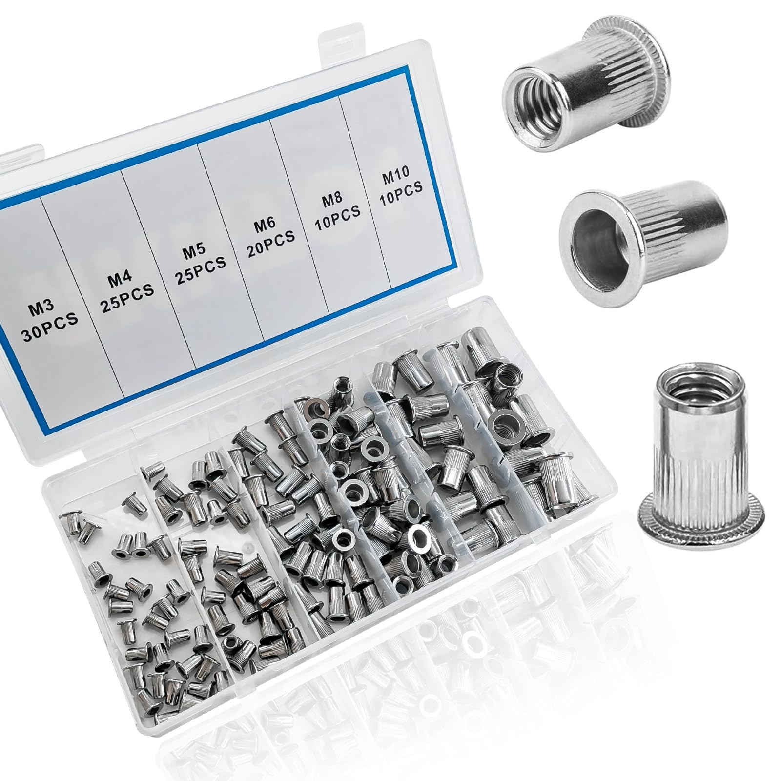 AKKTOL Rivet Nut Tools BT607 pince à écrous à sertir bleue, kit 80 pièces
