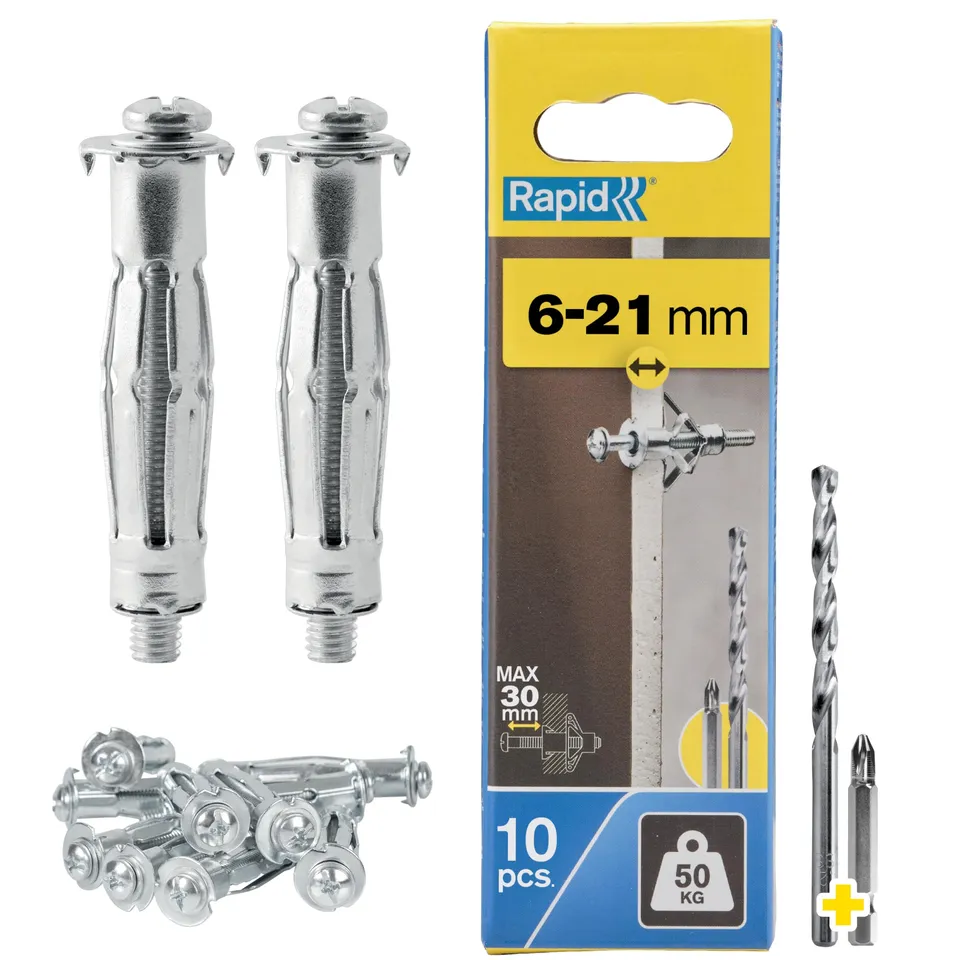Rapid’os 16 Fixations murs creux chevilles à expansion 50 kg, 10 pièces