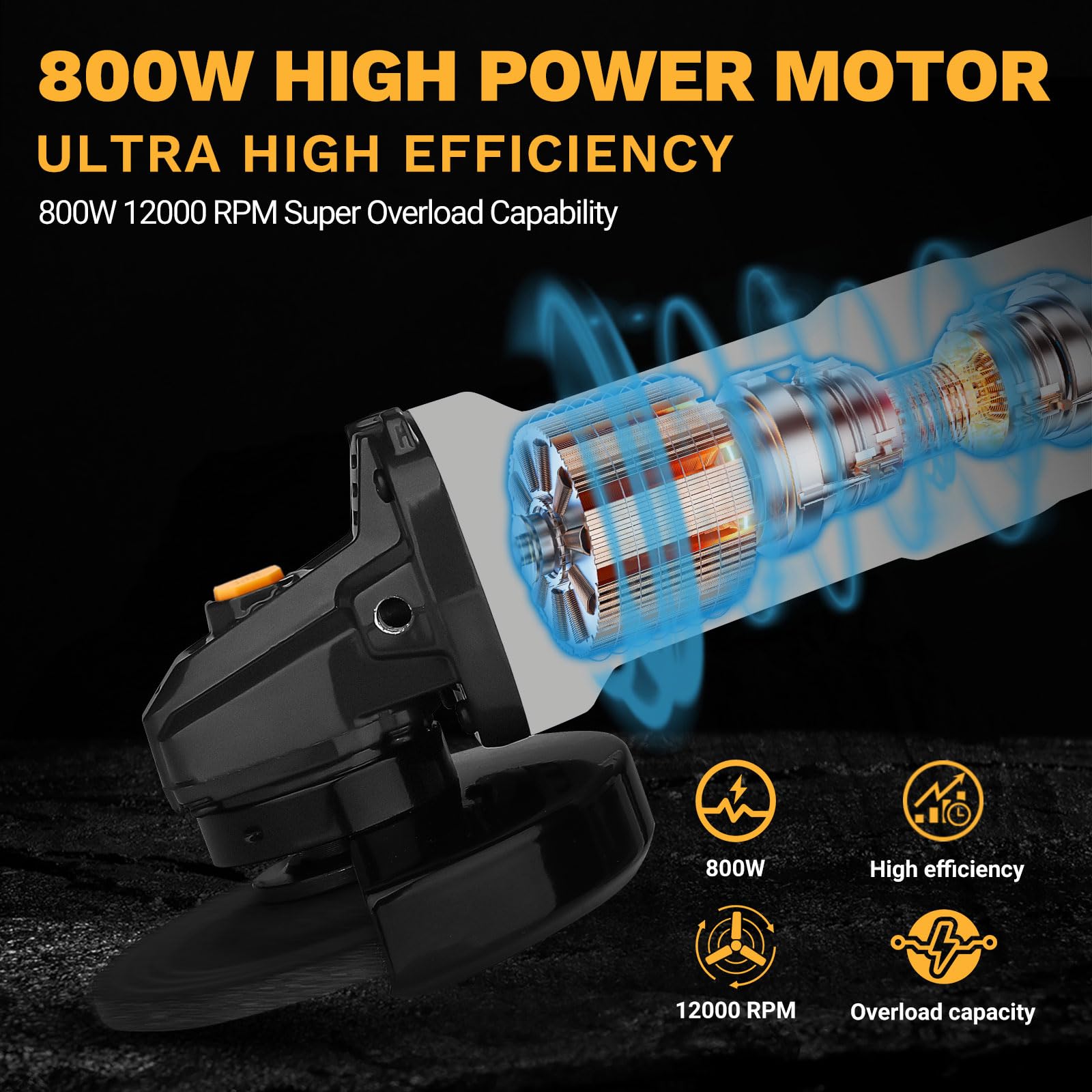 DEKOPRO POWER TOOLS meuleuse d’angle 800 W 125 mm avec poignée auxiliaire