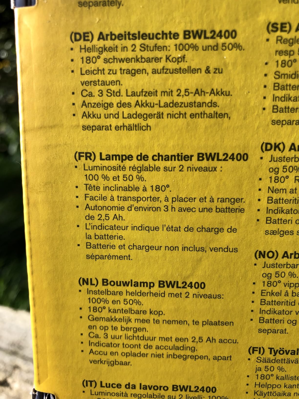 Rapid’os 16 Lampes de Chantier BWL2400 projecteur LED 18 V 2400 lumens