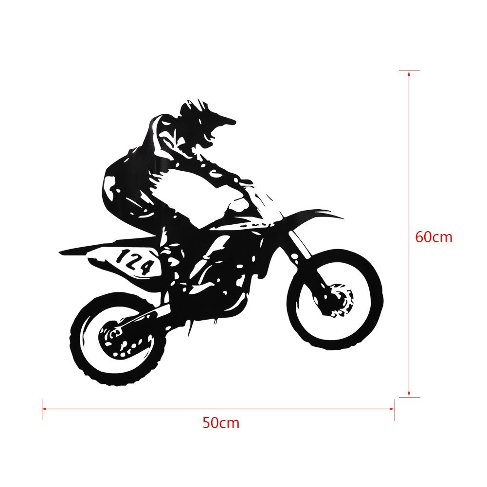 Omabeta Home Décor & Bathroom Décor sticker mural motocross noir PVC amovible 1 pièce