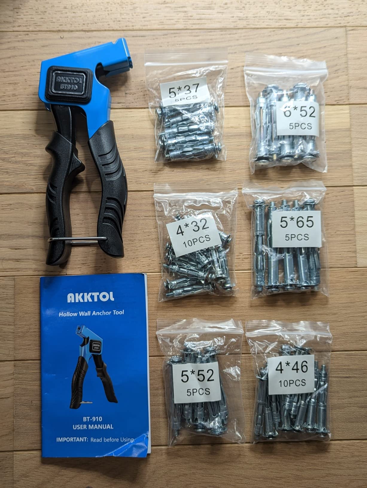 AKKTOL Hollow Wall Anchor Setting Tools pince à chevilles Molly bleue 40 pièces