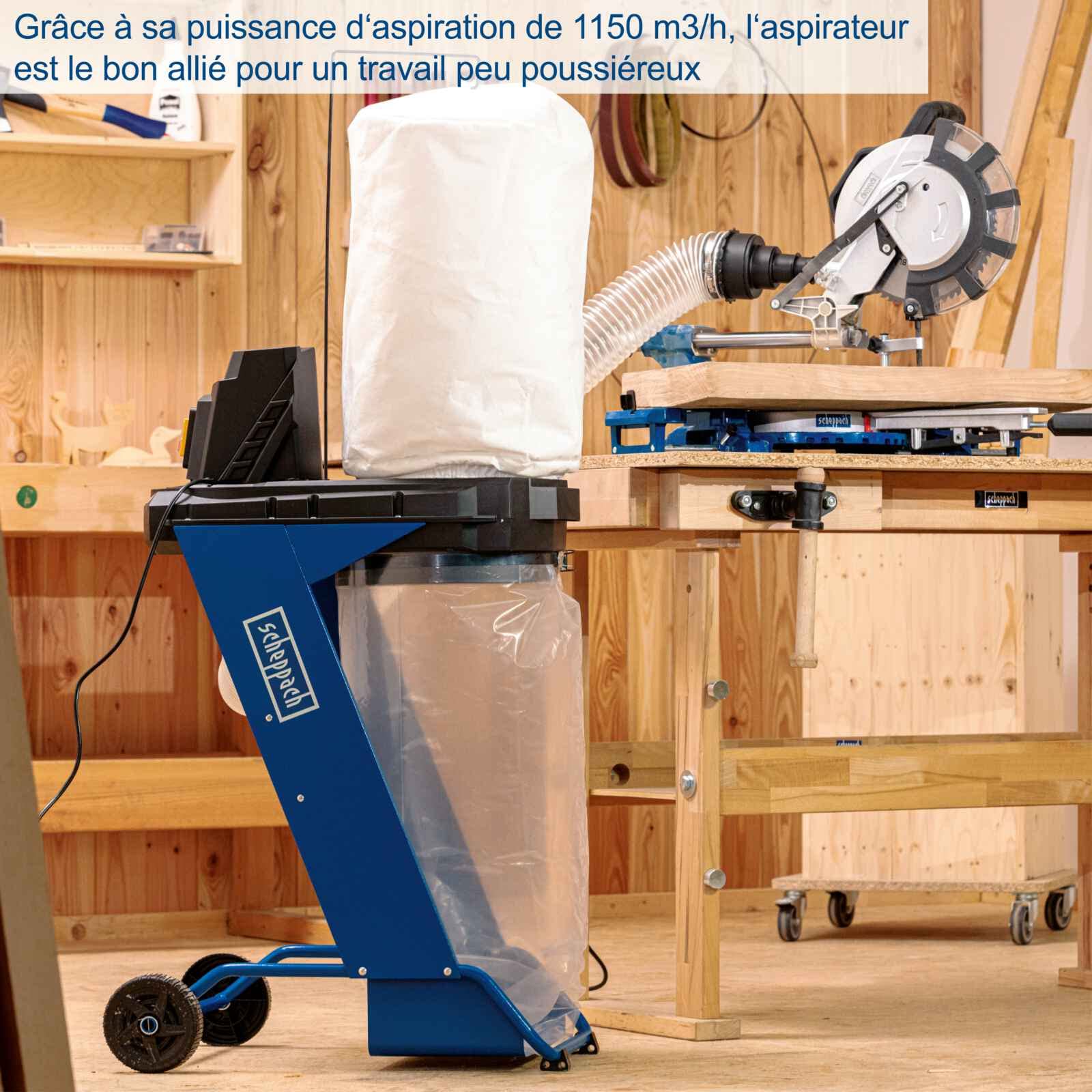 Scheppach ST Series DC500 aspirateur à copeaux 550 W, sac 75 L