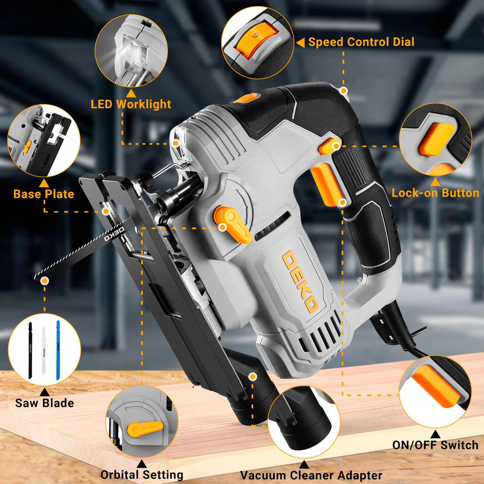 DEKOPRO POWER TOOLS scie sauteuse électrique 800 W avec laser