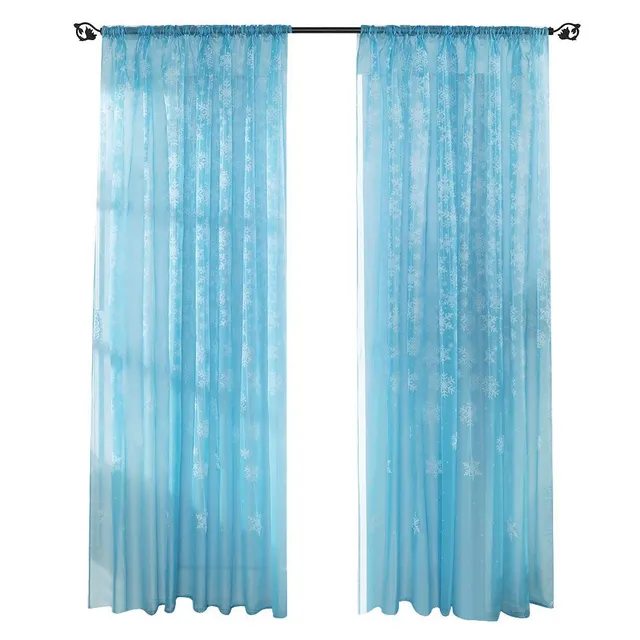 Omabeta Home Décor & Bathroom Décor rideau voilage flocon de neige bleu ciel 1 pièce polyester